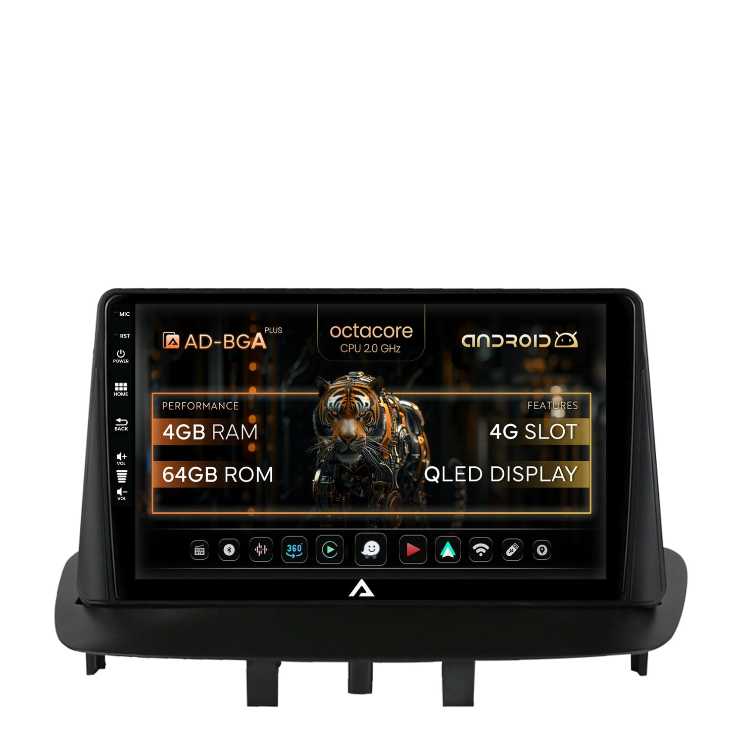 Navigatie Renault Megane 3 / Fluence (2009-2016), Android, A-Octacore / 4GB RAM + 64GB ROM, 9 Inch - AD-BGA9004+AD-BGRKIT372