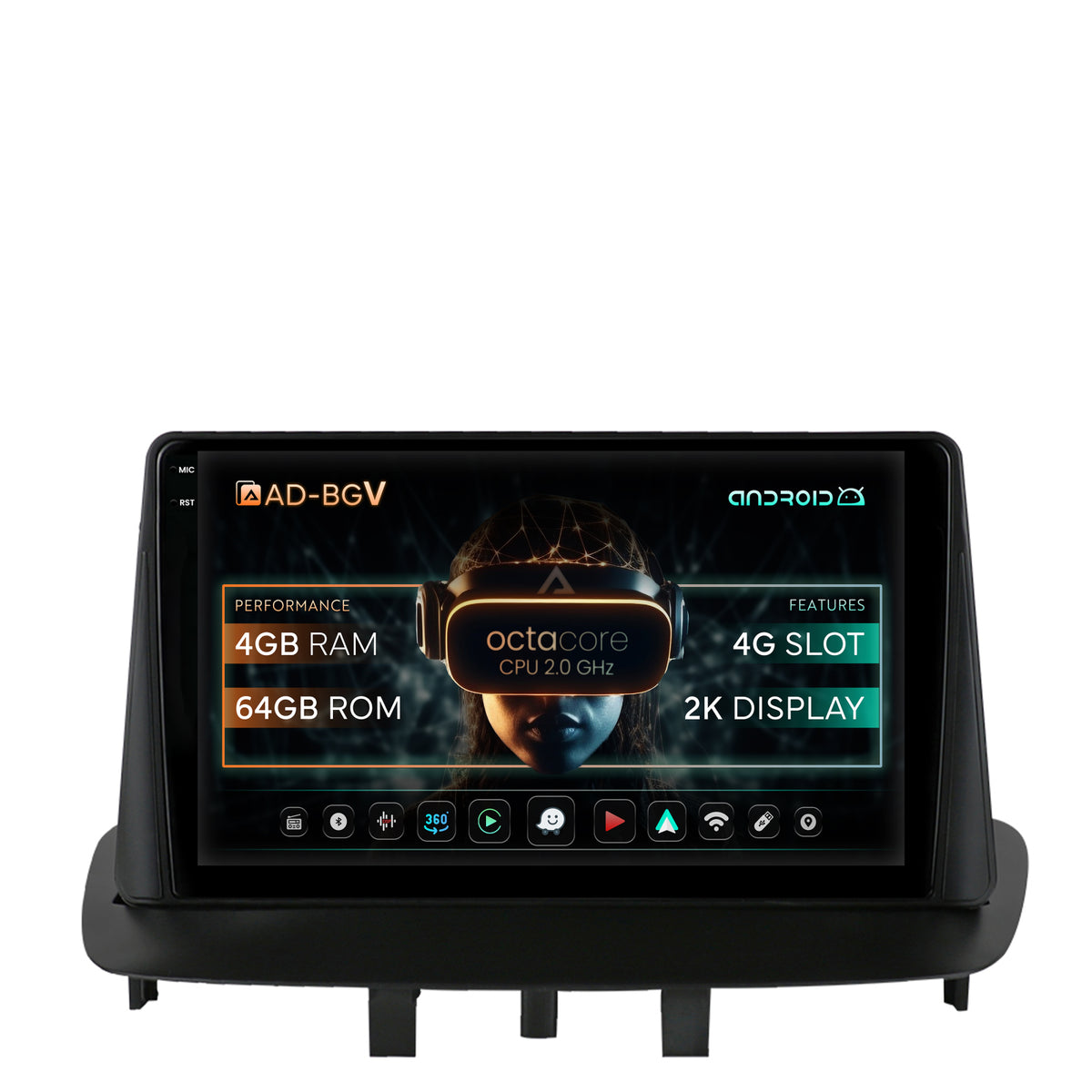 Navigatie Renault Megane 3 / Fluence (2009-2016), Android, V-Octacore / 4GB RAM + 64GB ROM, 9.5 Inch - AD-BGV9004+AD-BGRKIT372