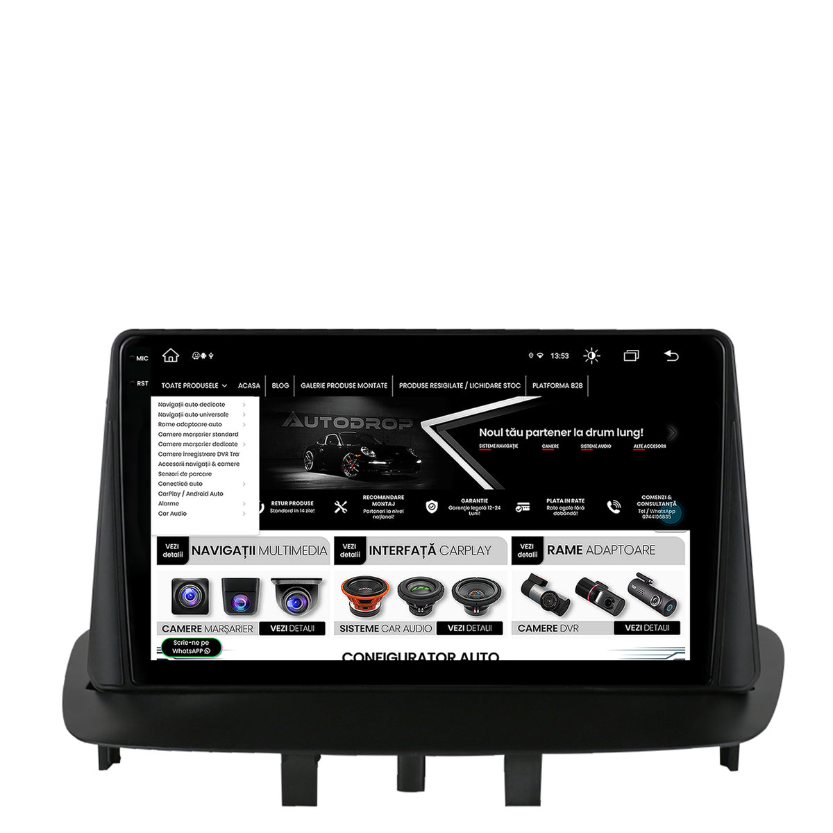 Navigatie Renault Megane 3 / Fluence (2009-2016), Android, V-Octacore / 4GB RAM + 64GB ROM, 9.5 Inch - AD-BGV9004+AD-BGRKIT372