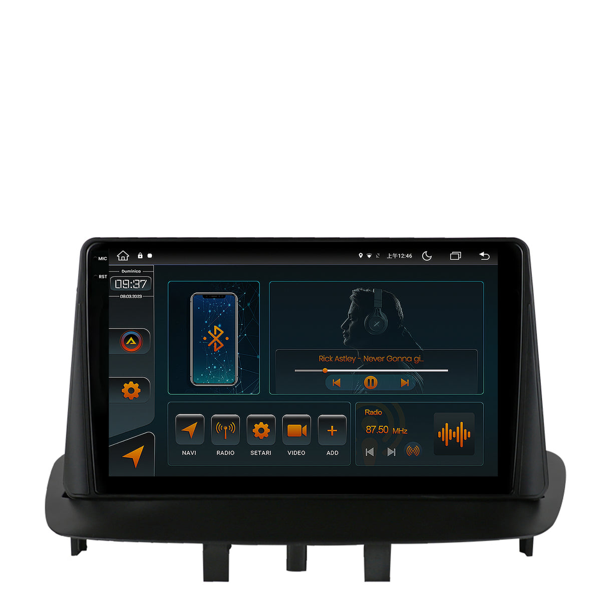 Navigatie Renault Megane 3 / Fluence (2009-2016), Android, V-Octacore / 4GB RAM + 64GB ROM, 9.5 Inch - AD-BGV9004+AD-BGRKIT372