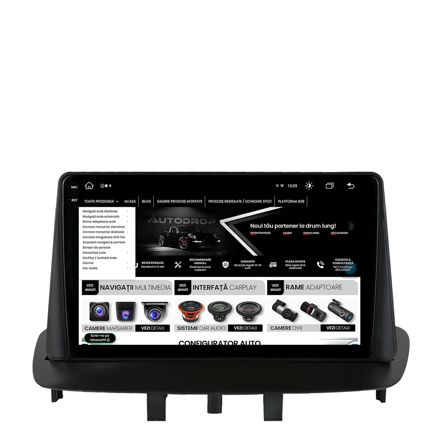 Navigatie Renault Megane 3 / Fluence (2009-2016), Android, X-Octacore / 8GB RAM + 256GB ROM, 9.5 Inch - AD-BGX9008+AD-BGRKIT372