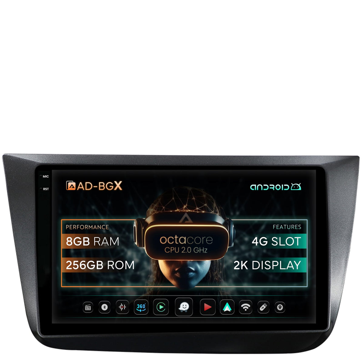 Navigatie Seat Altea/Toledo (2005-2012), Android, X-Octacore / 8GB RAM + 256GB ROM, 9.5 Inch - AD-BGX9008+AD-BGRKIT055