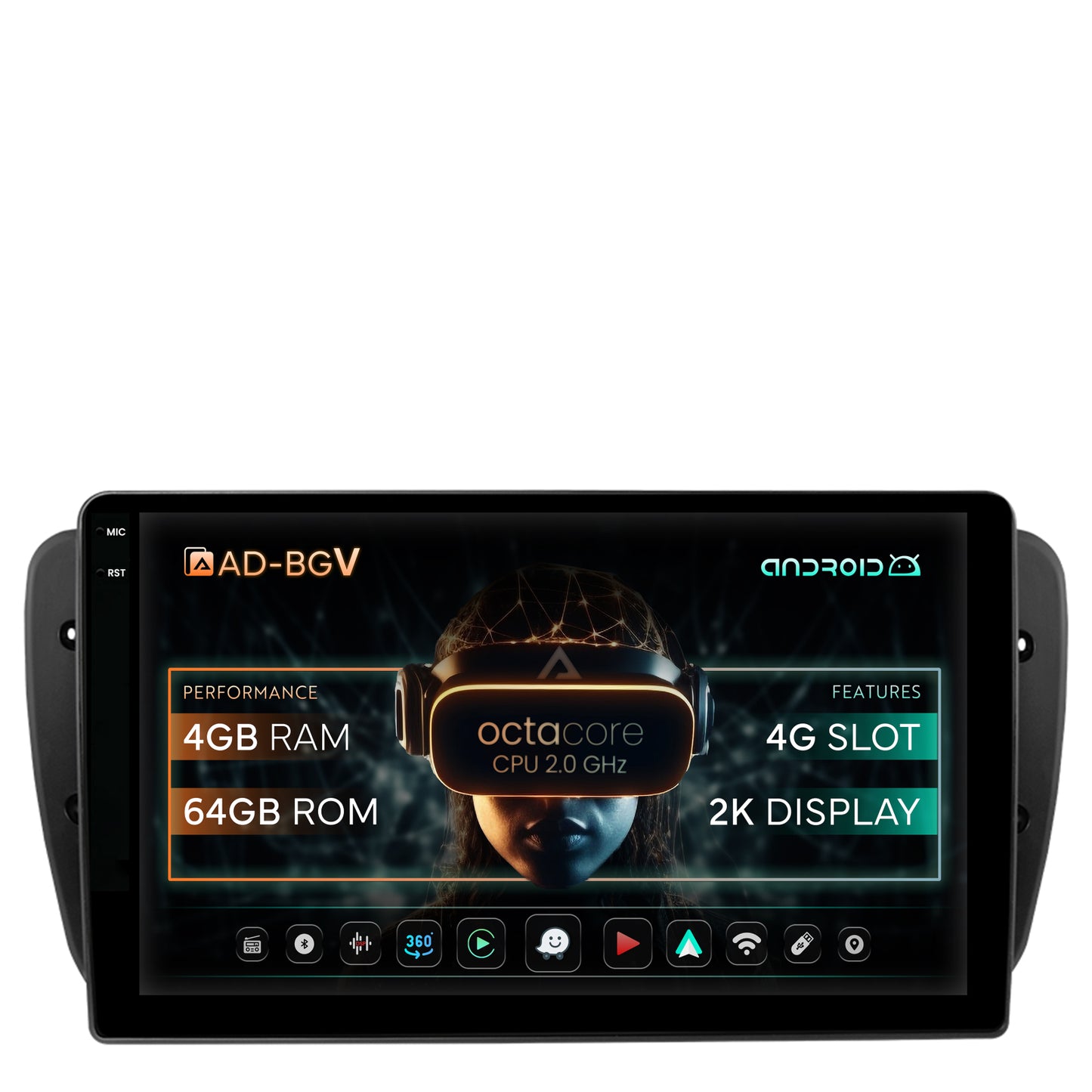 Navigatie Seat Ibiza (2009-2013), Android, V-Octacore / 4GB RAM + 64GB ROM, 9.5 Inch - AD-BGV9004+AD-BGRKIT049