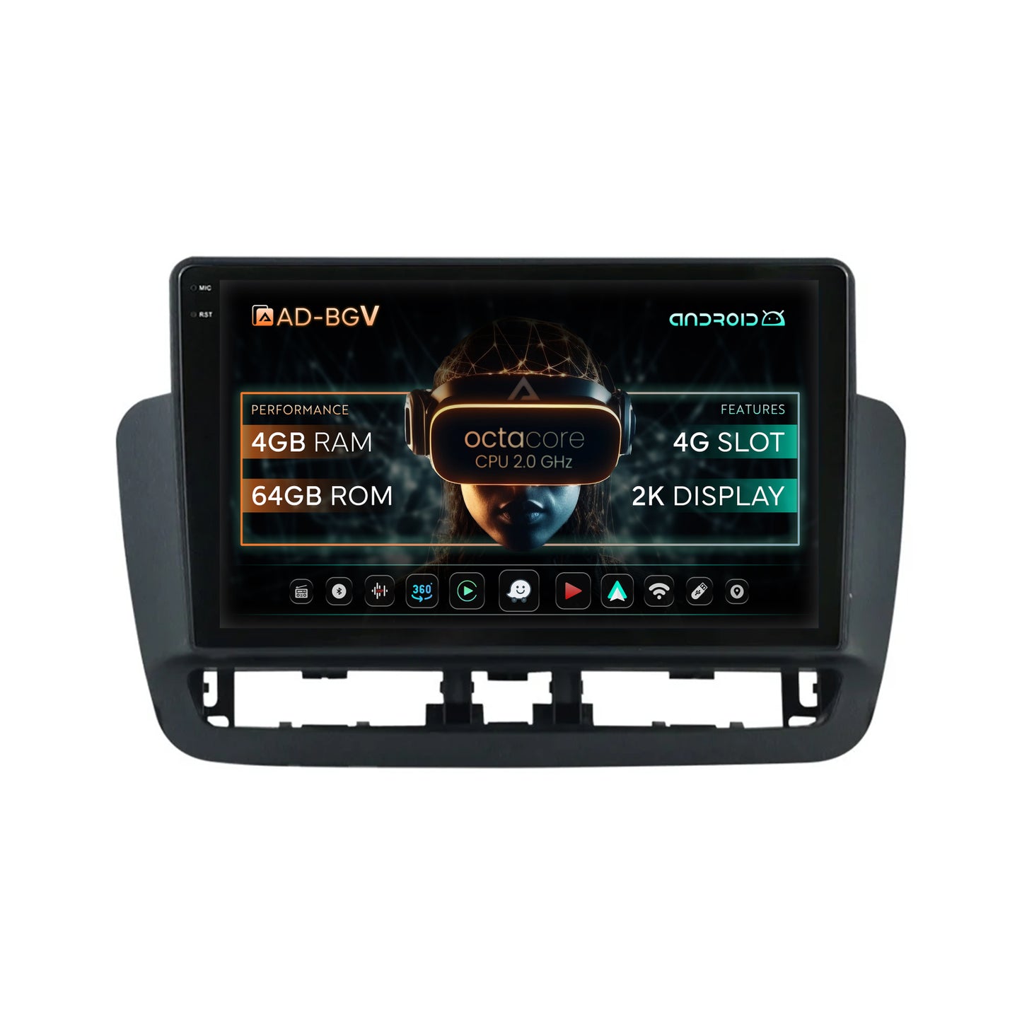 Navigatie Seat Ibiza IV (2014-2017), Android, V-Octacore / 4GB RAM + 64GB ROM, 9.5 Inch - AD-BGV9004+AD-BGRKIT062