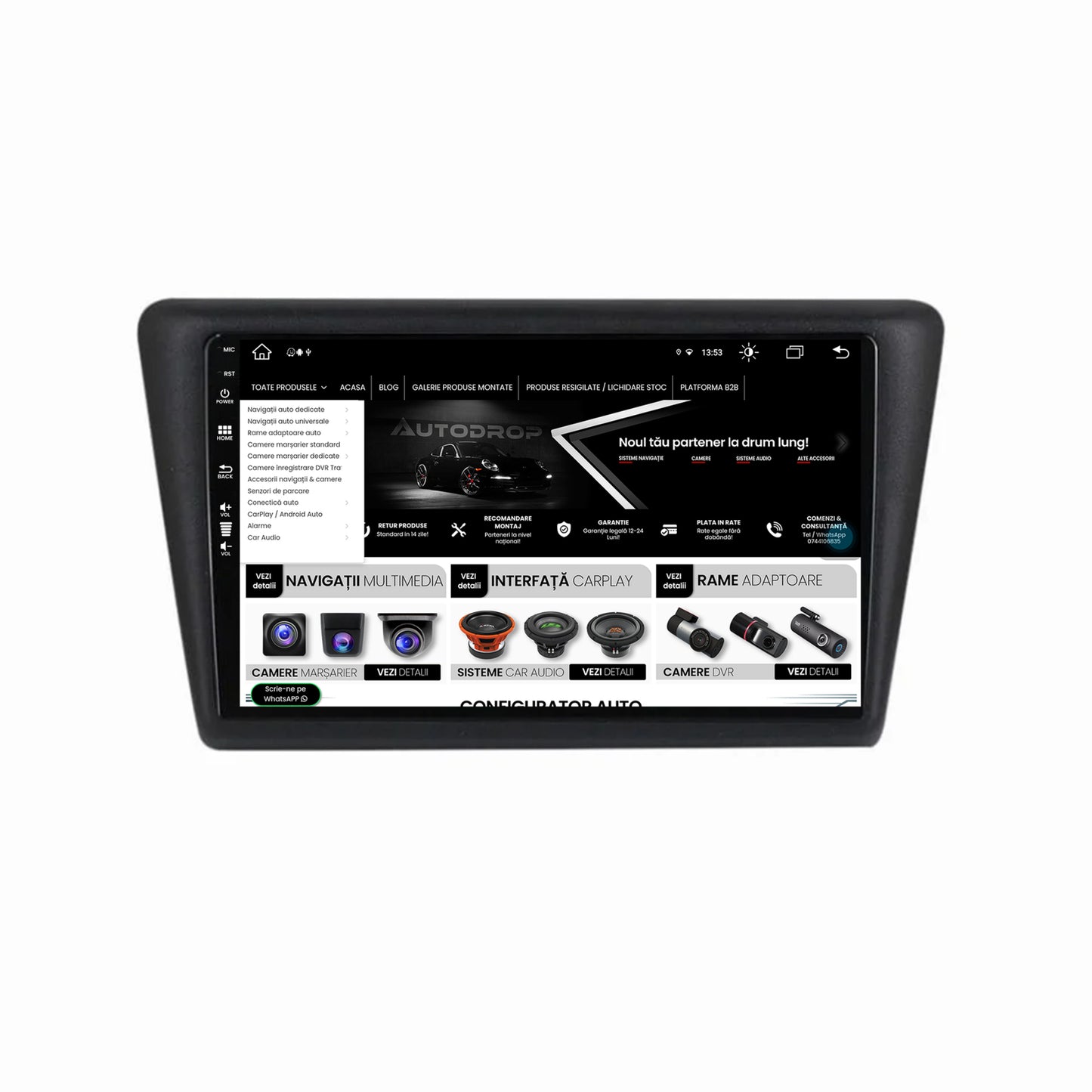 Navigatie Seat Toledo / Skoda Rapid (2012-2019), Android, Z-Octacore / 8GB RAM + 256GB ROM, 9 Inch - AD-BGZ9008+AD-BGRKIT026V2