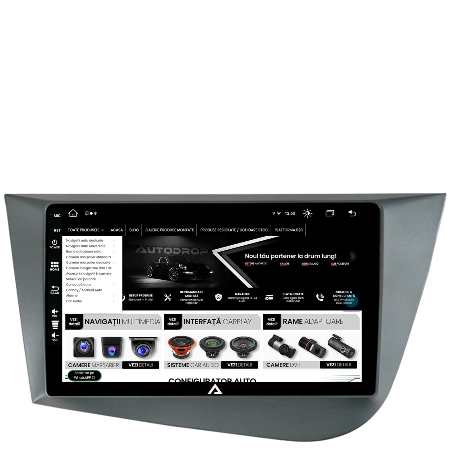 Navigatie Seat Leon (2005-2012), Android, Z-Octacore / 8GB RAM + 256GB ROM, 9 Inch - AD-BGZ9008+AD-BGRKIT052