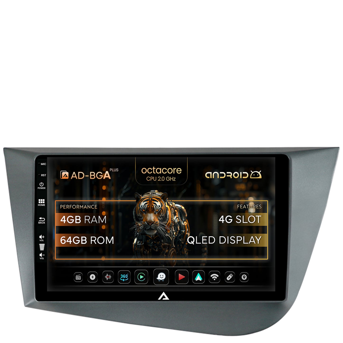 Navigatie Seat Leon (2005-2012), Android, A-Octacore / 4GB RAM + 64GB ROM, 9 Inch - AD-BGA9004+AD-BGRKIT052