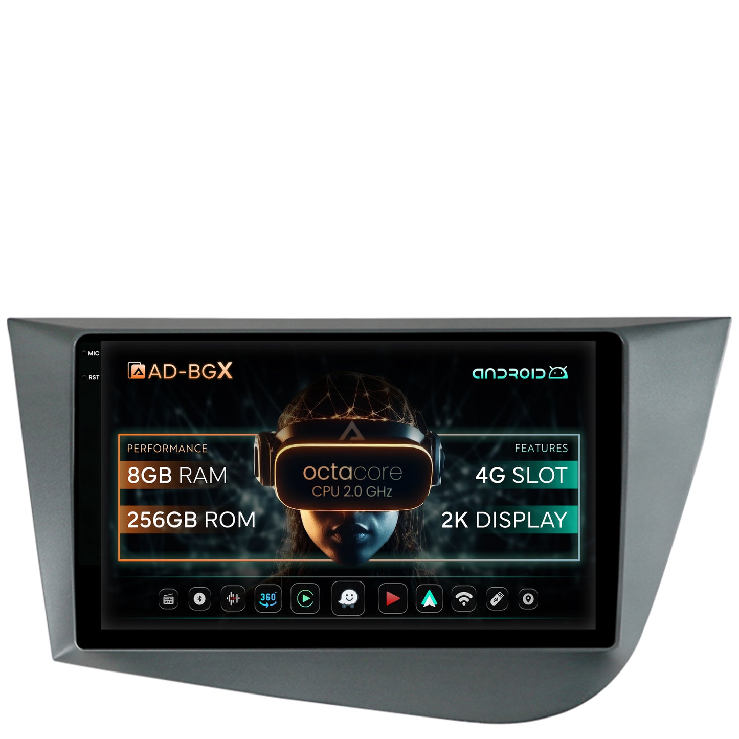 Navigatie Seat Leon (2005-2012), Android, X-Octacore / 8GB RAM + 256GB ROM, 9.5 Inch - AD-BGX9008+AD-BGRKIT052
