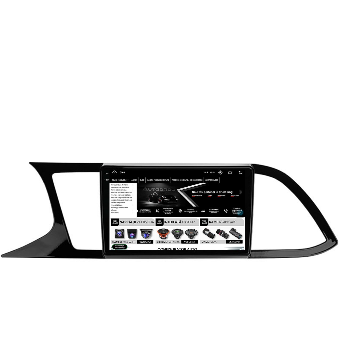 Navigatie Seat Leon 3 (2014-2020), Android, V-Octacore / 4GB RAM + 64GB ROM, 9.5 Inch - AD-BGV9004+AD-BGRKIT047
