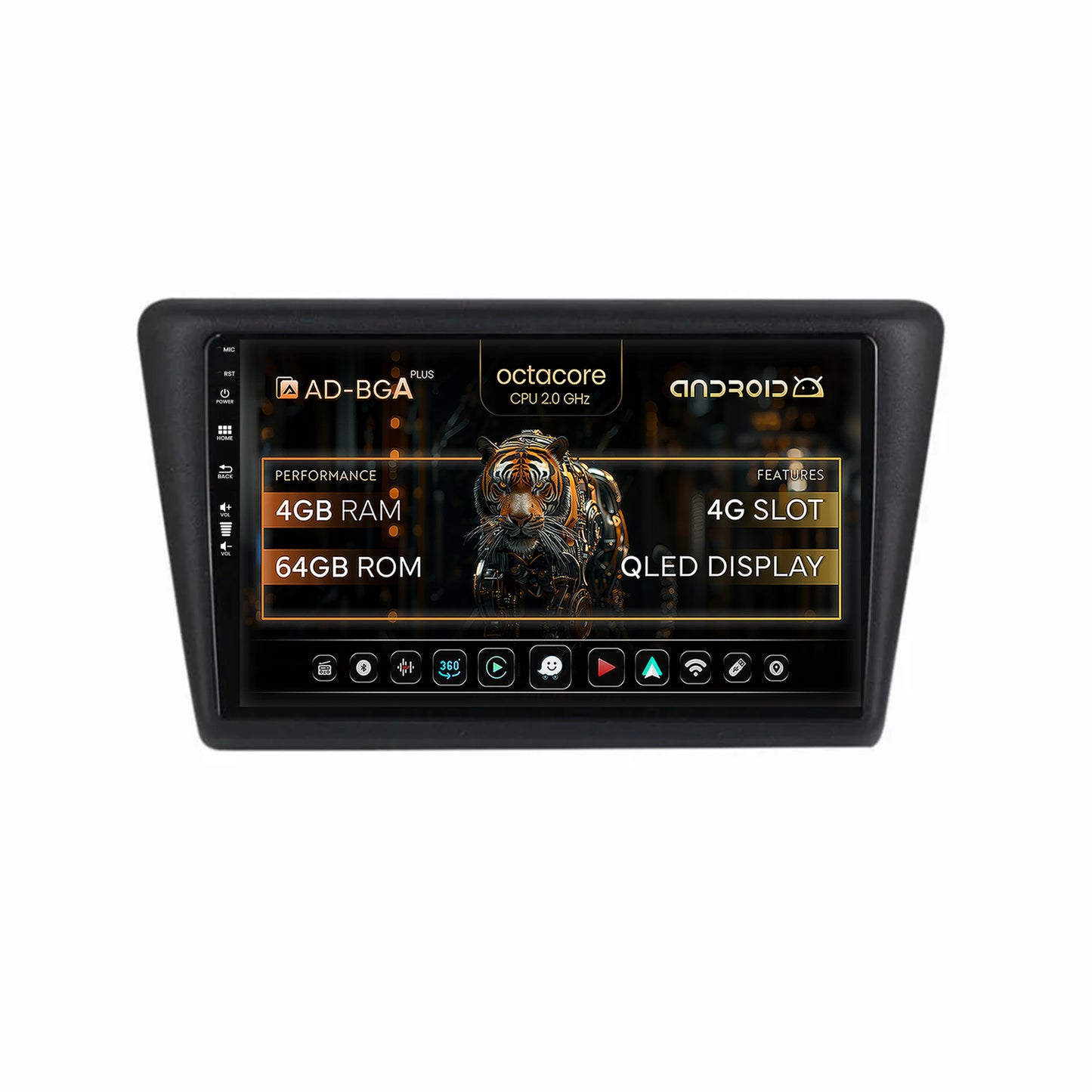 Navigatie Seat Toledo / Skoda Rapid (2012-2019), Android, A-Octacore / 4GB RAM + 64GB ROM, 9 Inch - AD-BGA9004+AD-BGRKIT026V2