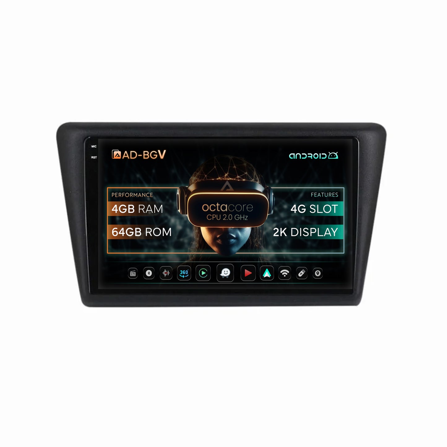 Navigatie Seat Toledo / Skoda Rapid (2012-2019), Android, V-Octacore / 4GB RAM + 64GB ROM, 9.5 Inch - AD-BGV9004+AD-BGRKIT026V2