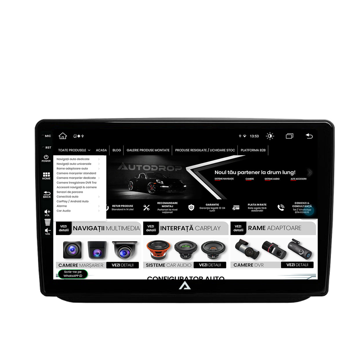 Navigatie Skoda Fabia (2007-2014), Android, Z-Octacore / 8GB RAM + 256GB ROM, 10.1 Inch - AD-BGZ10008+AD-BGRKIT046
