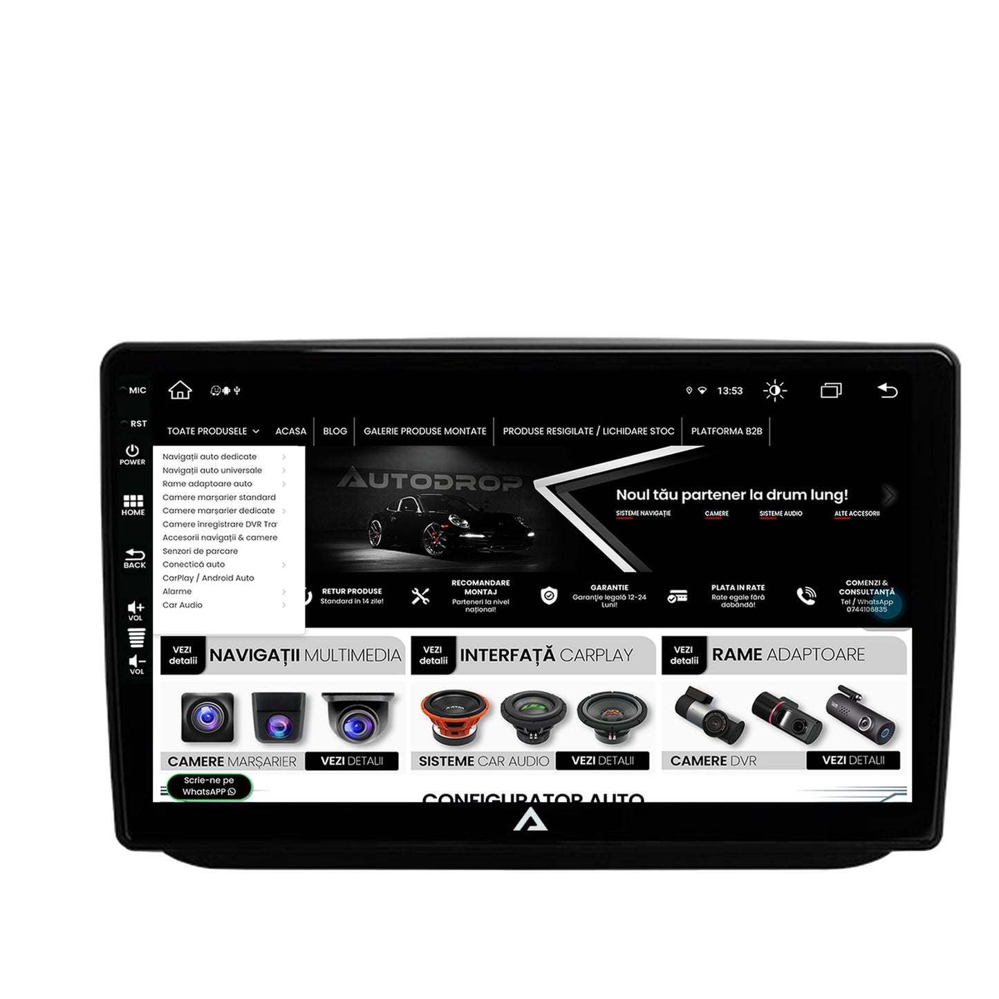 Navigatie Skoda Fabia (2007-2014), Android, Z-Octacore / 8GB RAM + 256GB ROM, 10.1 Inch - AD-BGZ10008+AD-BGRKIT046
