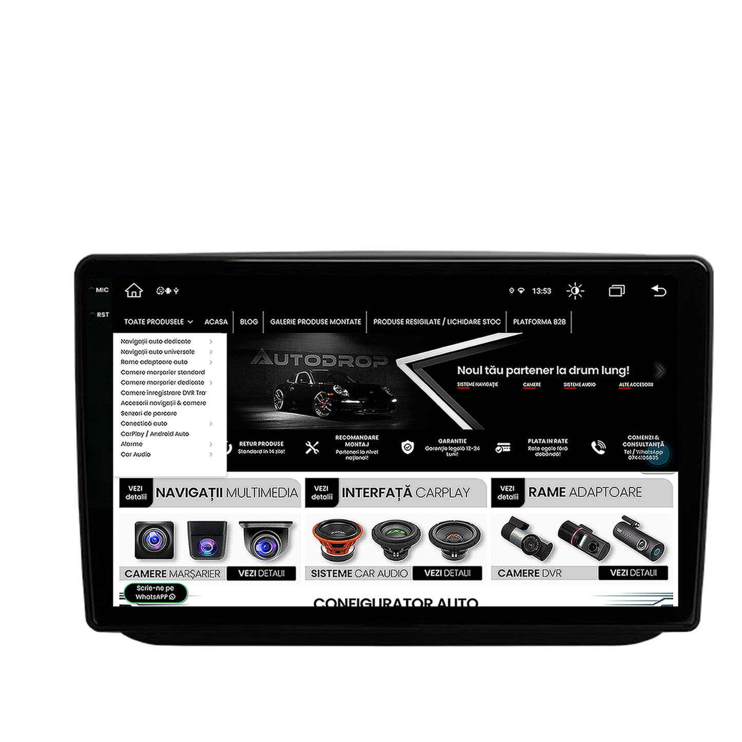 Navigatie Skoda Fabia (2007-2014), Android, X-Octacore / 8GB RAM + 256GB ROM, 10.36 Inch - AD-BGX10008+AD-BGRKIT046