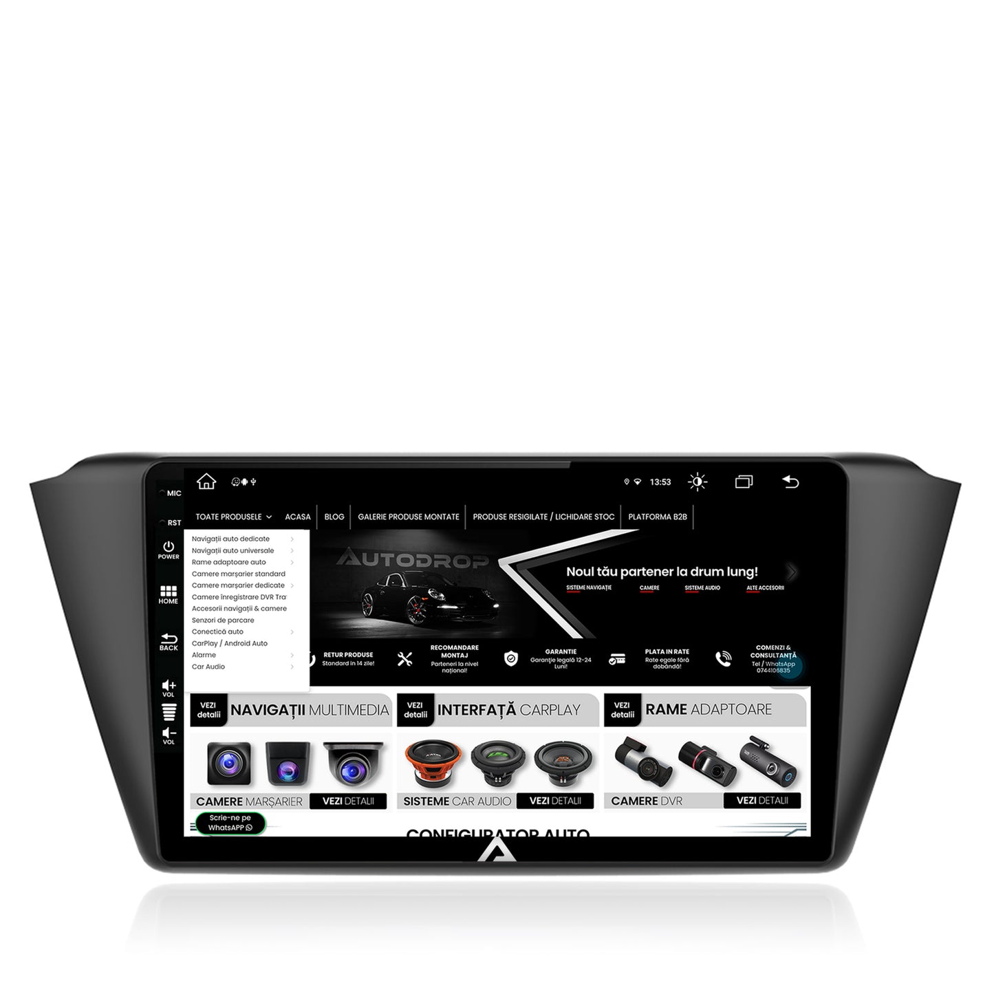 Navigatie Skoda Fabia (2015+), Android, Z-Octacore / 8GB RAM + 256GB ROM, 9 Inch - AD-BGZ10008+AD-BGRKIT039