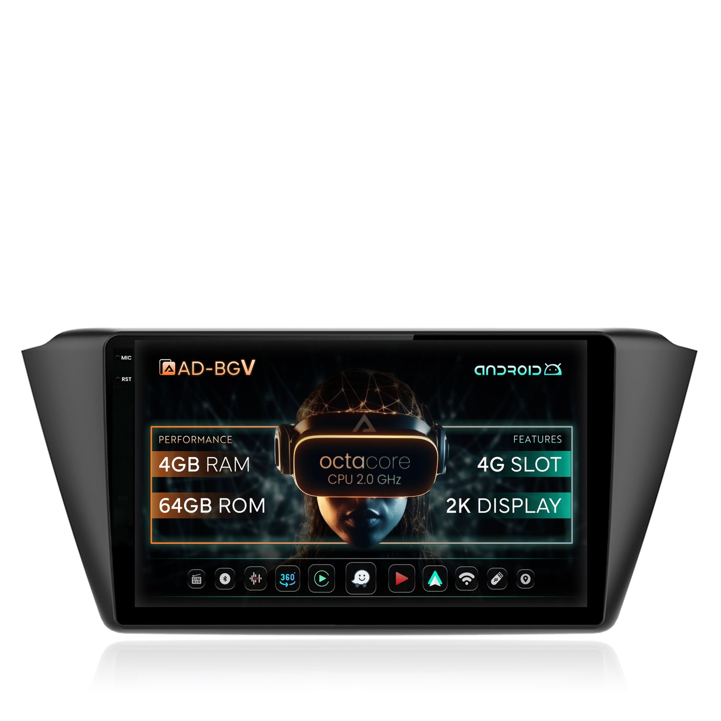 Navigatie Skoda Fabia (2015+), Android, V-Octacore / 4GB RAM + 64GB ROM, 9.5 Inch - AD-BGV9004+AD-BGRKIT039