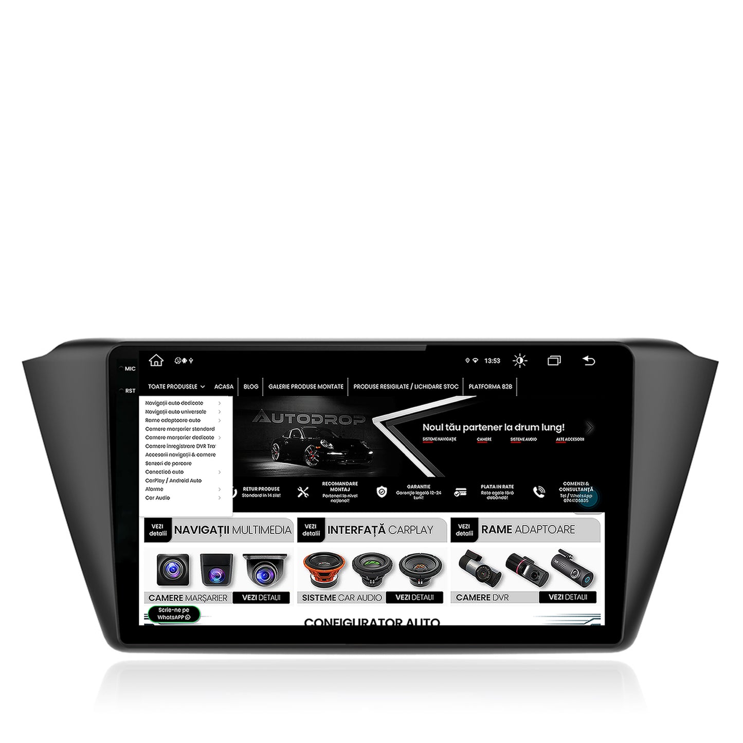 Navigatie Skoda Fabia (2015+), Android, X-Octacore / 8GB RAM + 256GB ROM, 9.5 Inch - AD-BGX9008+AD-BGRKIT039