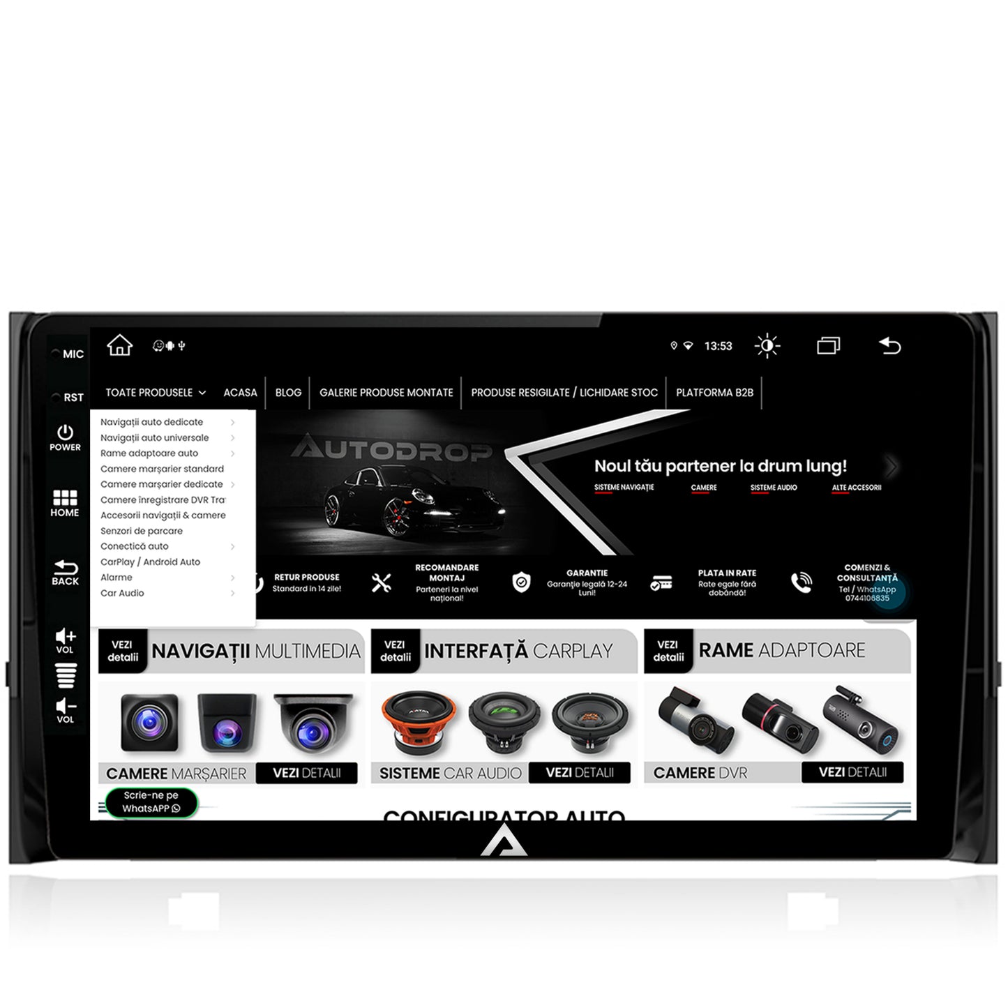 Navigatie Skoda Kodiaq, Android, Z-Octacore / 8GB RAM + 256GB ROM, 10.1 Inch - AD-BGZ10008+AD-BGRKIT028