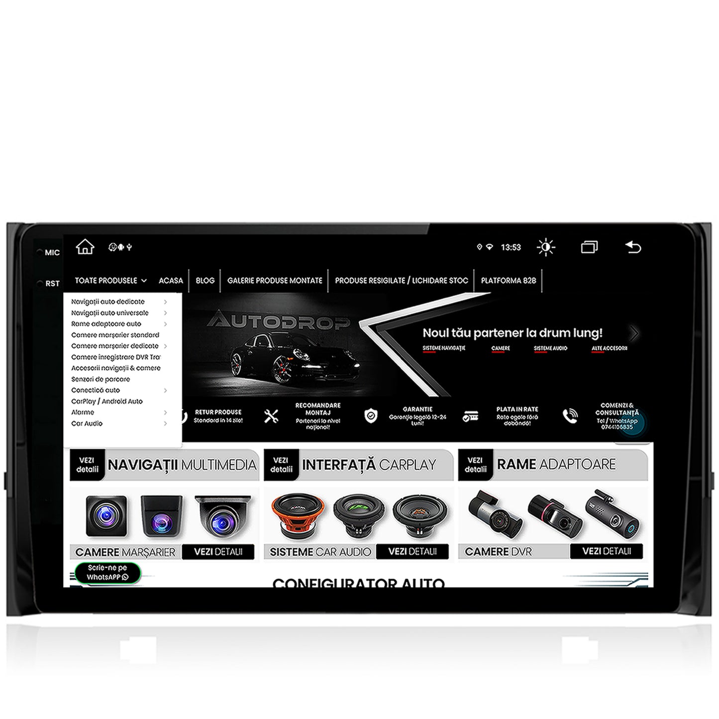 Navigatie Skoda Kodiaq, Android, V-Octacore / 4GB RAM + 64GB ROM, 10.36 Inch - AD-BGV10004+AD-BGRKIT028