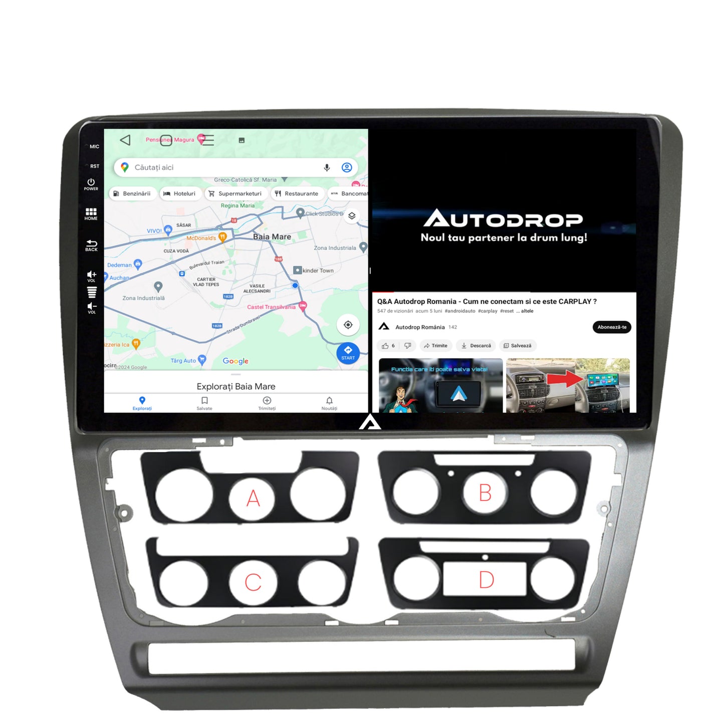 Navigatie Skoda Octavia 2, Android, E-Octacore / 2GB RAM + 32GB ROM, 10.1 Inch - AD-BGE10002+AD-BGRKIT048