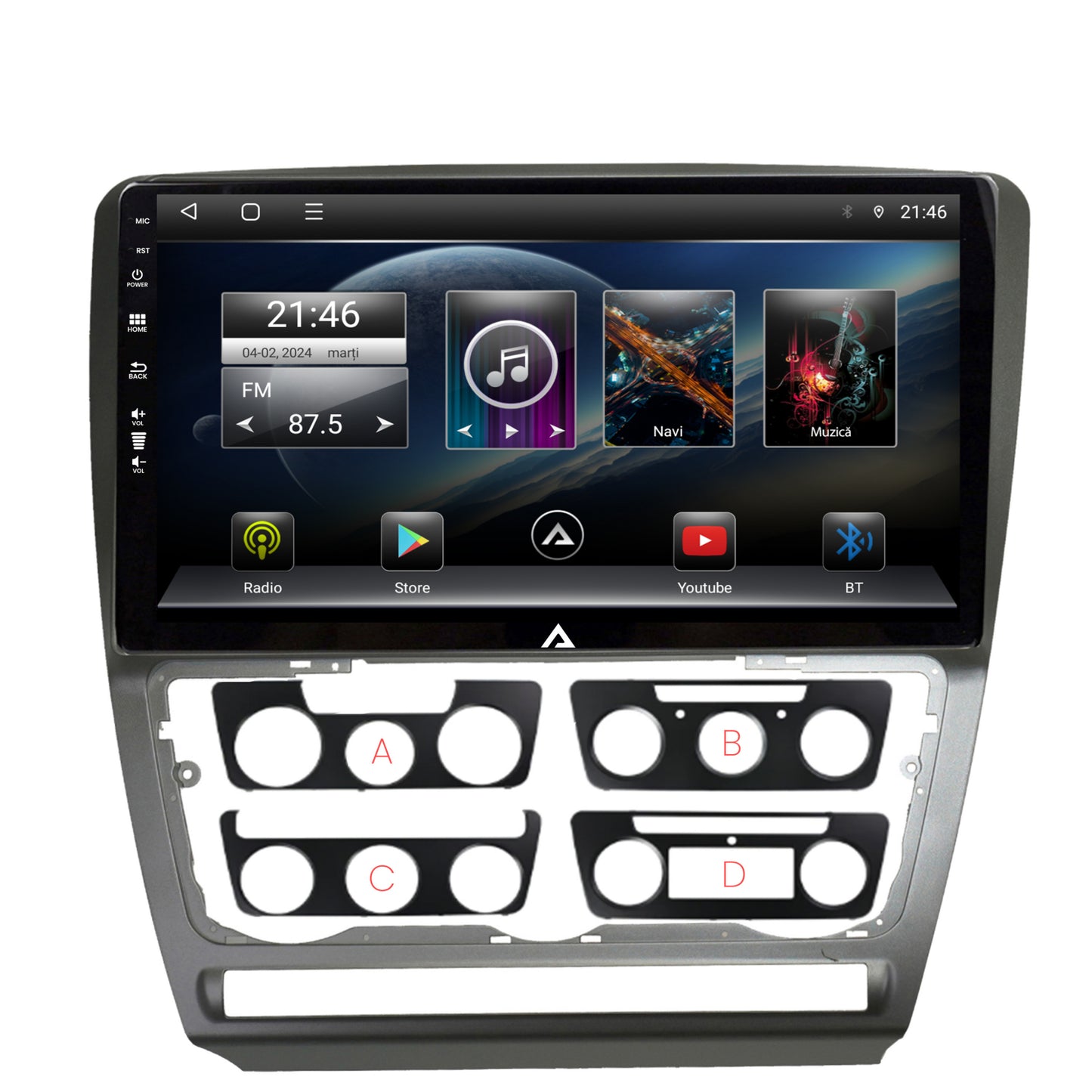 Navigatie Skoda Octavia 2, Android, E-Octacore / 2GB RAM + 32GB ROM, 10.1 Inch - AD-BGE10002+AD-BGRKIT048