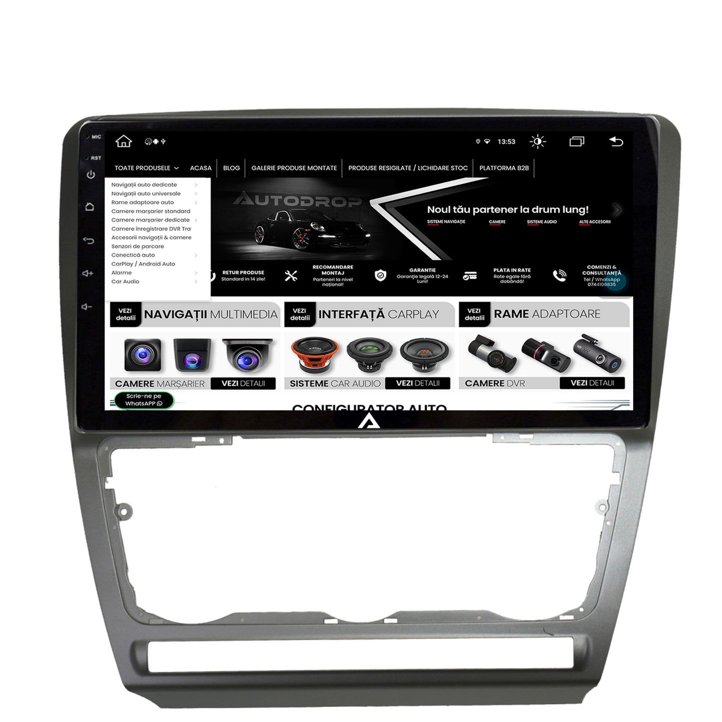 Navigatie Skoda Octavia 2, Android, Z-Octacore / 8GB RAM + 256GB ROM, 10.1 Inch - AD-BGZ10008+AD-BGRKIT048