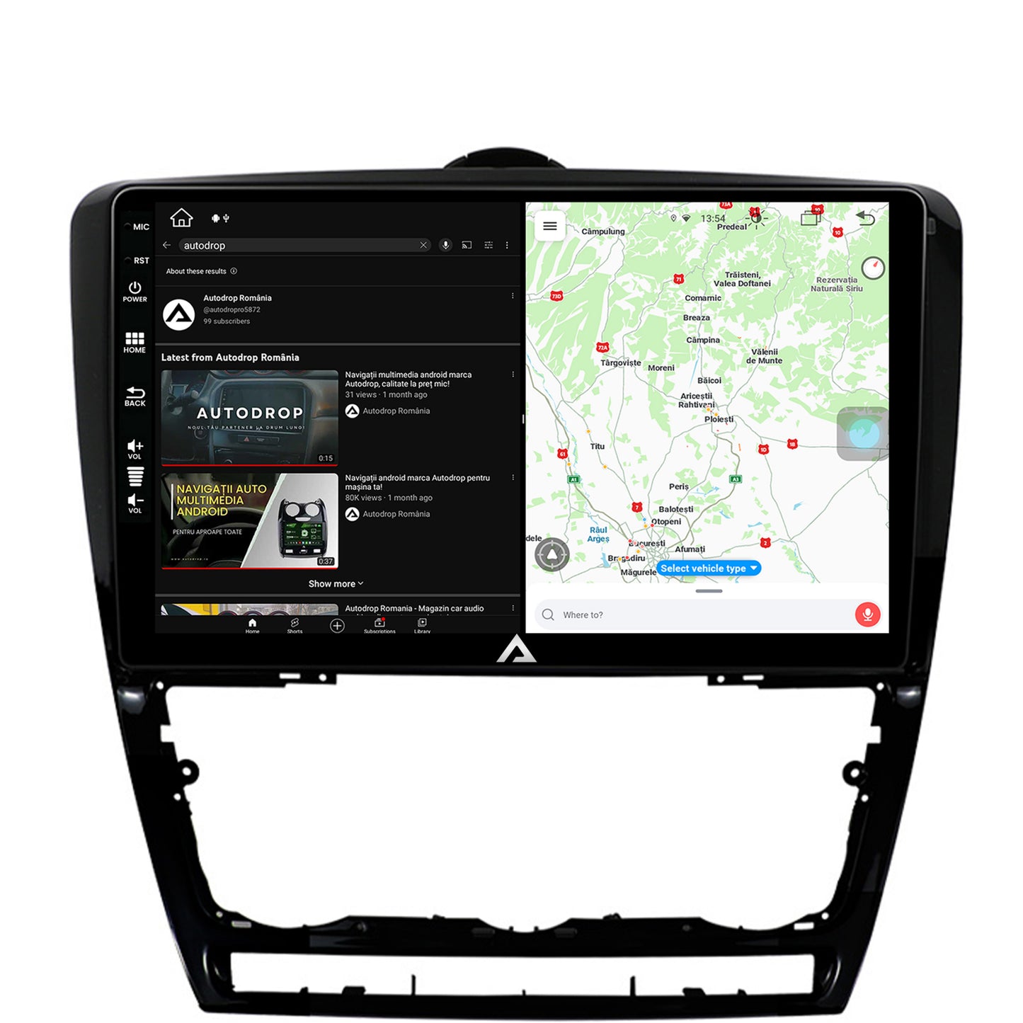 Navigatie Skoda Octavia 2, Android, Z-Octacore / 8GB RAM + 256GB ROM, 10.1 Inch - AD-BGZ10008+AD-BGRKIT048v2