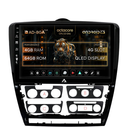 Navigatie Skoda Octavia 2, Android, A-Octacore / 4GB RAM + 64GB ROM, 10.1 Inch - AD-BGA10004+AD-BGRKIT048v2