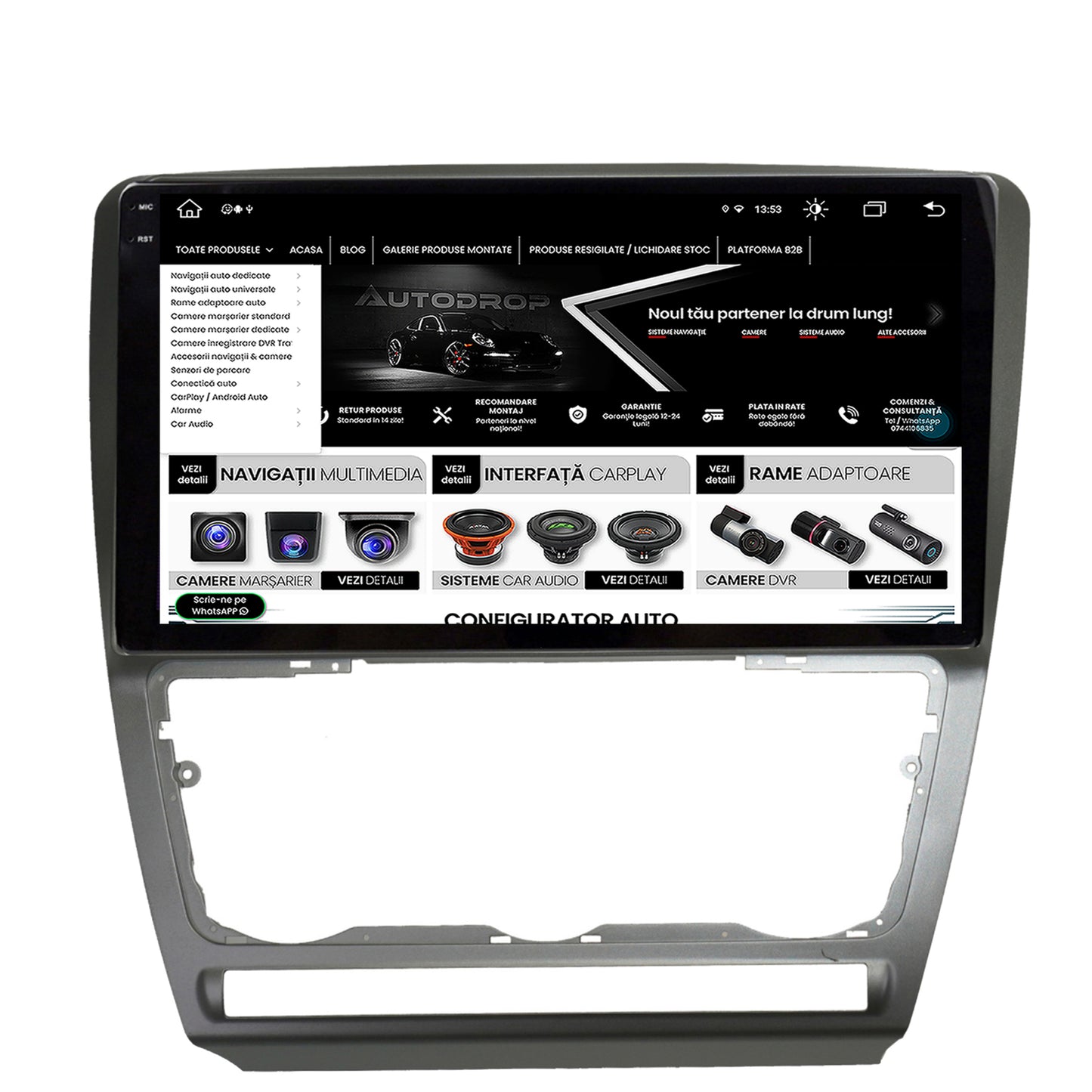 Navigatie Skoda Octavia 2, Android, V-Octacore / 4GB RAM + 64GB ROM, 10.36 Inch - AD-BGV10004+AD-BGRKIT048
