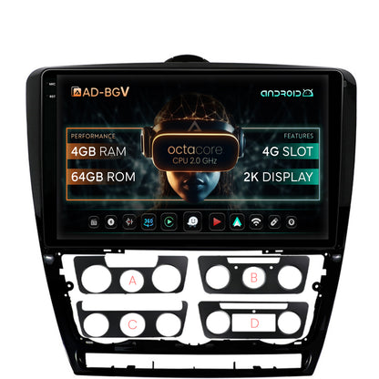 Navigatie Skoda Octavia 2, Android, V-Octacore / 4GB RAM + 64GB ROM, 10.36 Inch - AD-BGV10004+AD-BGRKIT048v2