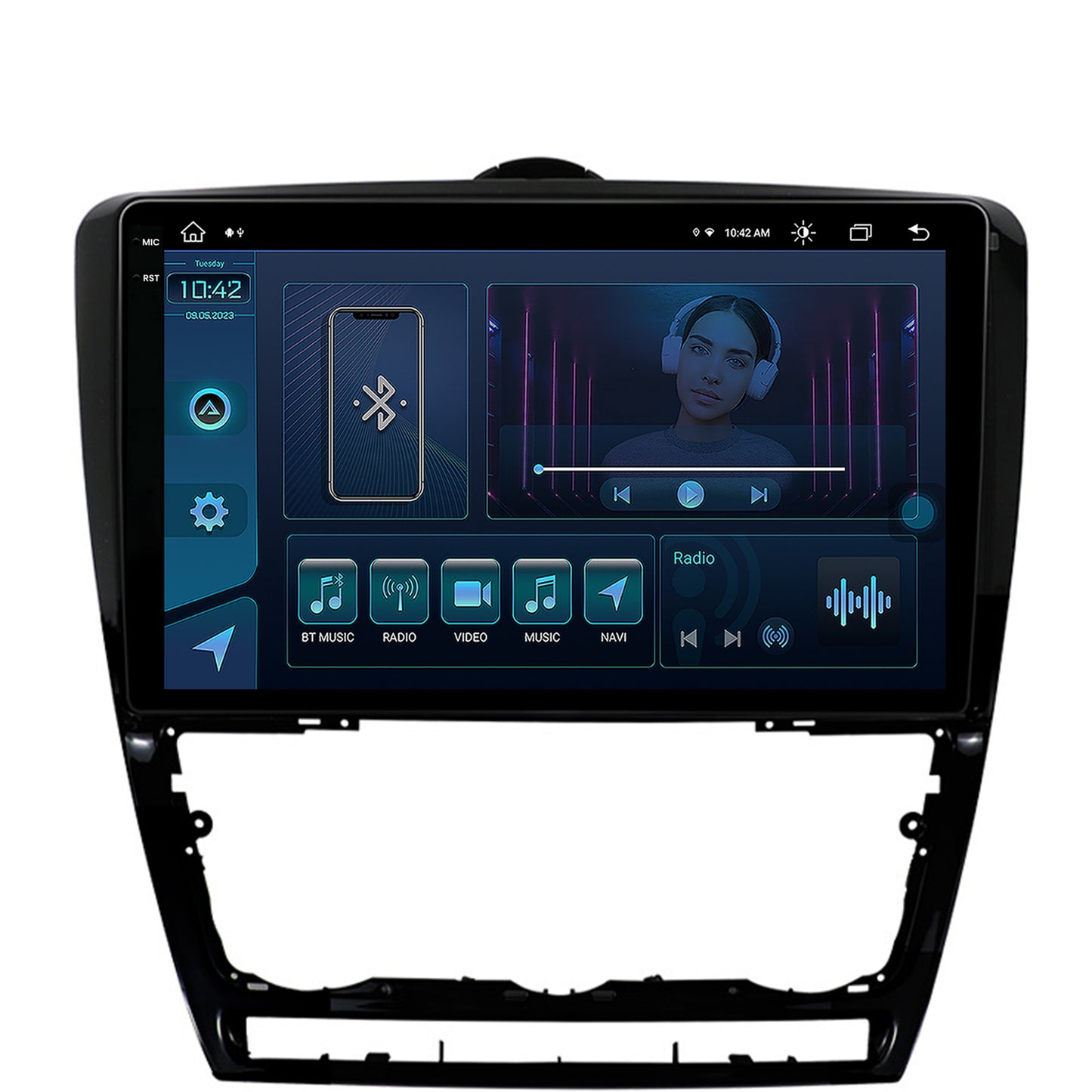 Navigatie Skoda Octavia 2, Android, X-Octacore / 8GB RAM + 256GB ROM, 10.36 Inch - AD-BGX10008+AD-BGRKIT048v2