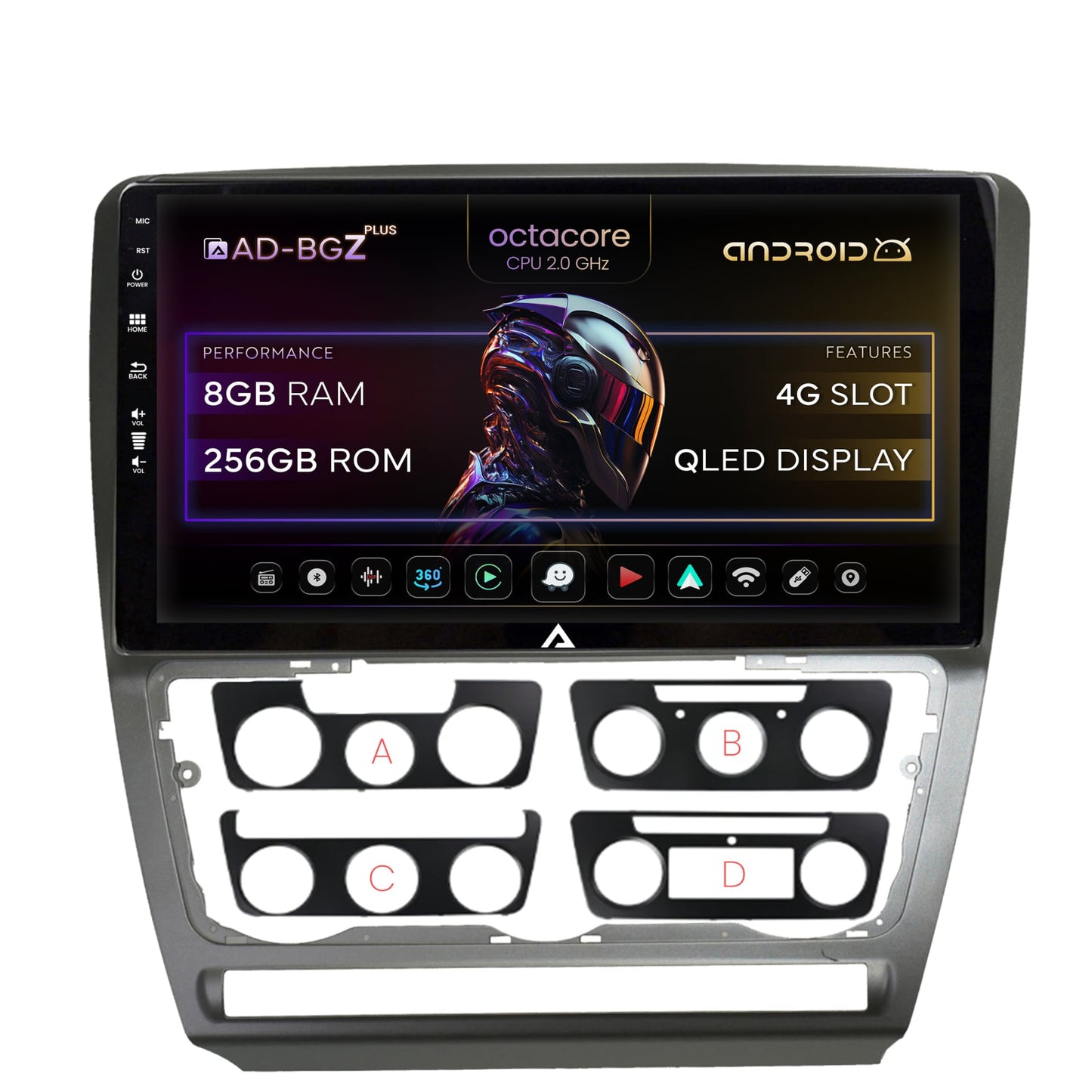 Navigatie Skoda Octavia 2, Android, Z-Octacore / 8GB RAM + 256GB ROM, 10.1 Inch - AD-BGZ10008+AD-BGRKIT048