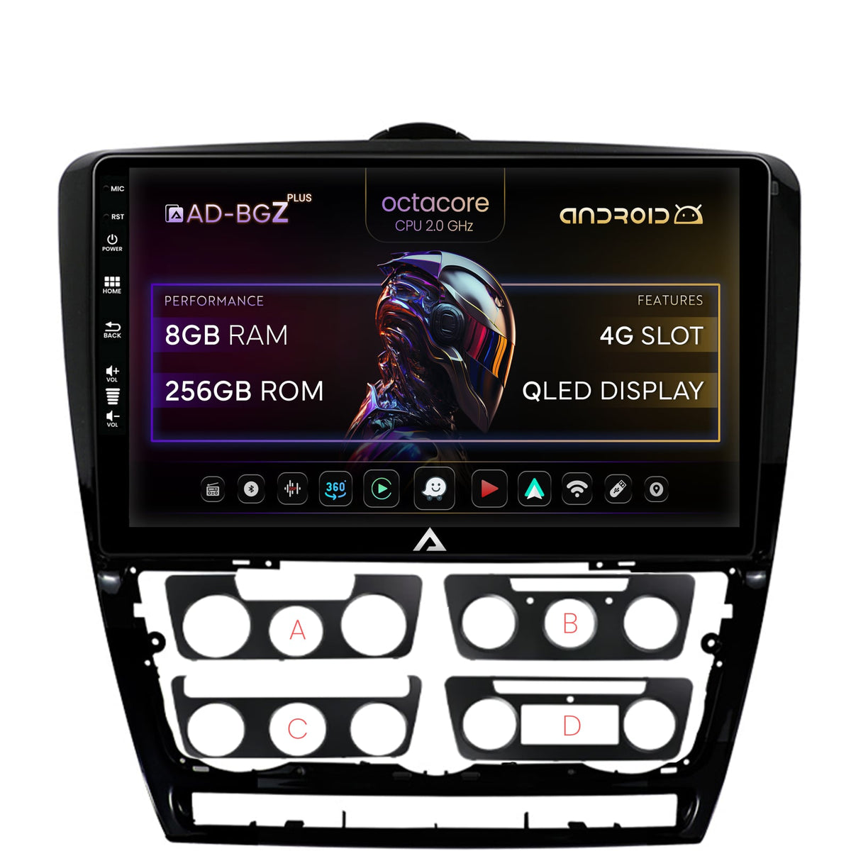 Navigatie Skoda Octavia 2, Android, Z-Octacore / 8GB RAM + 256GB ROM, 10.1 Inch - AD-BGZ10008+AD-BGRKIT048v2