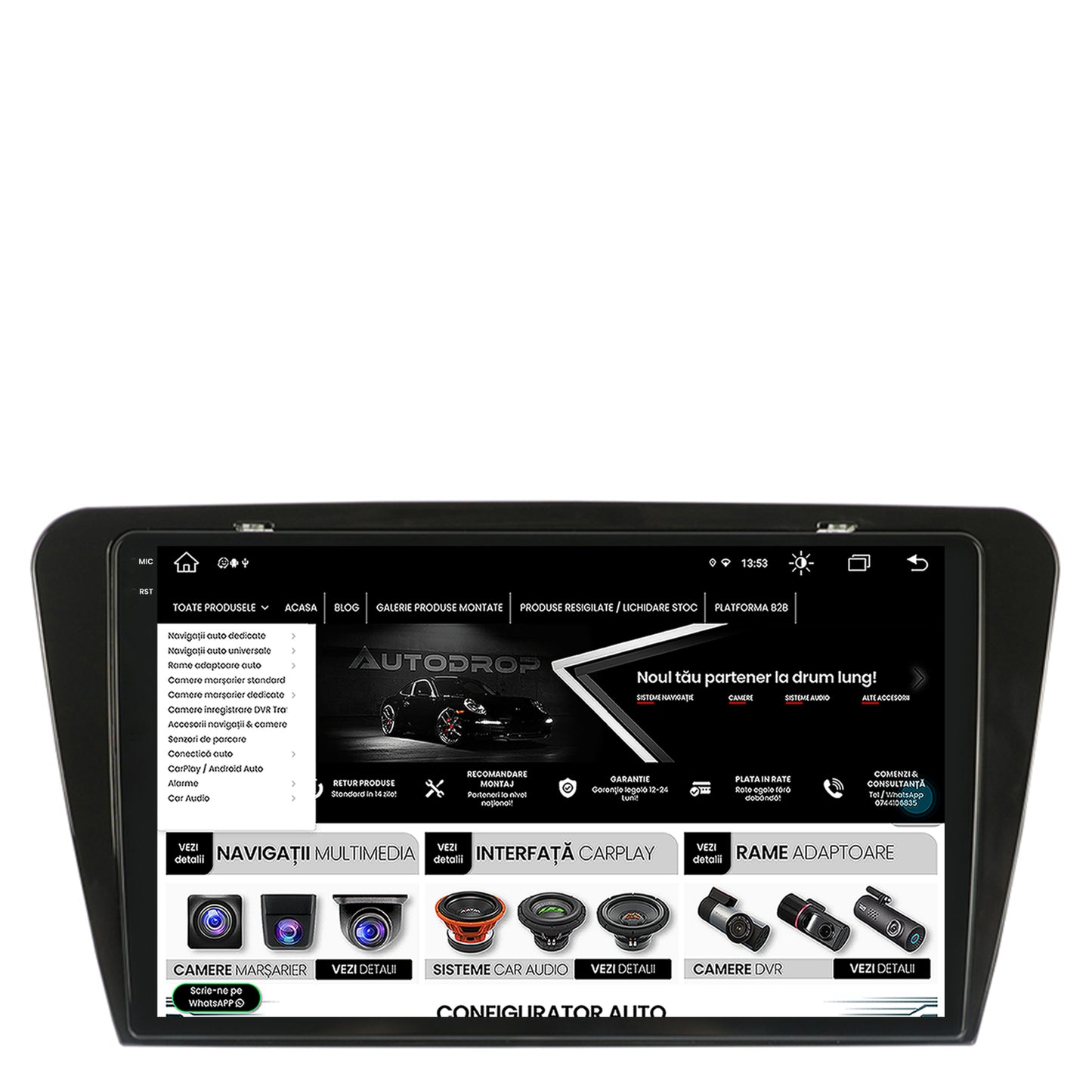 Navigatie Skoda Octavia 3 (2013-2018), Android, V-Octacore / 4GB RAM + 64GB ROM, 10.36 Inch - AD-BGV10004+AD-BGRKIT026