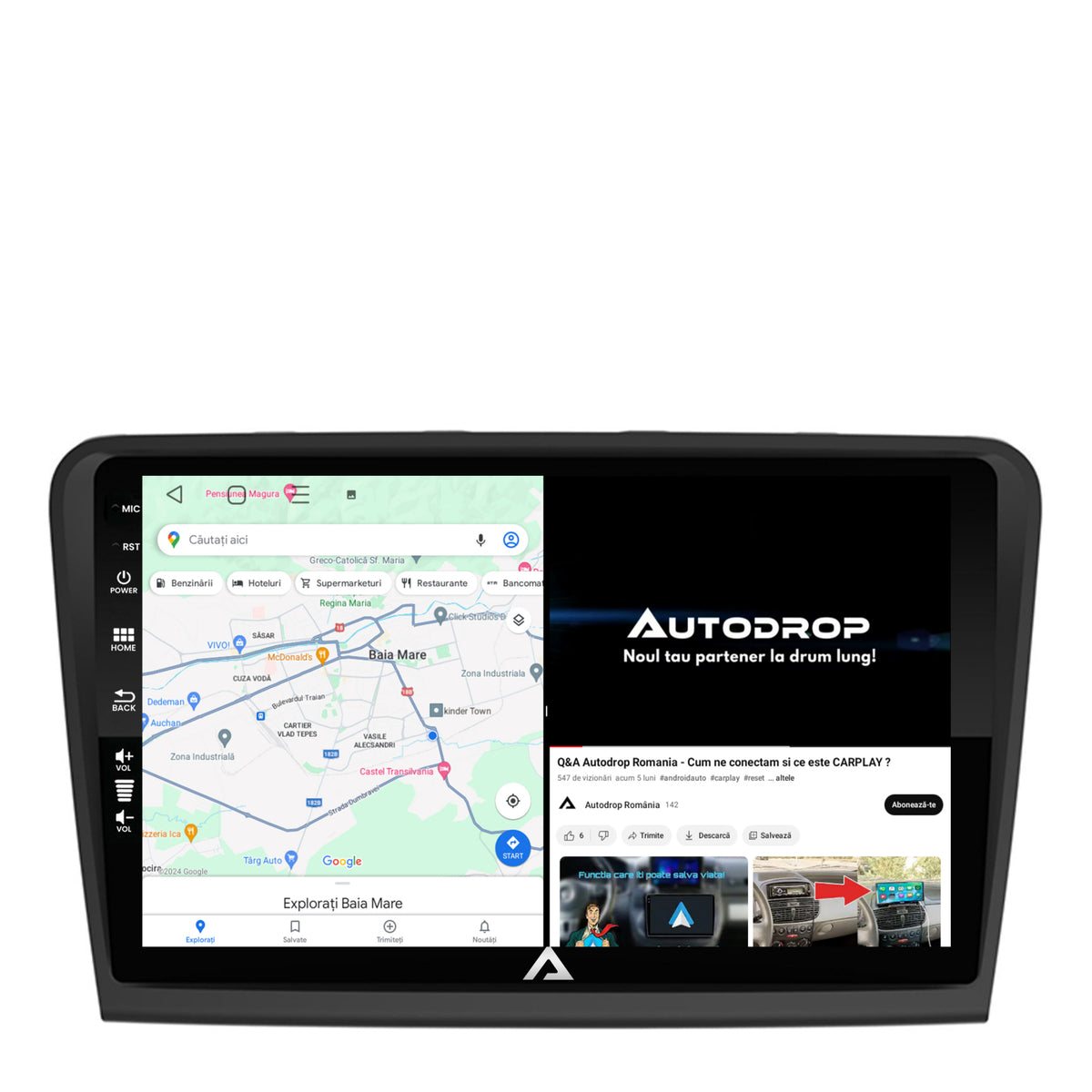 Navigatie Skoda Superb 2 (2008-2015), Android, E-Octacore / 2GB RAM + 32GB ROM, 10.1 Inch - AD-BGE10002+AD-BGRKIT043