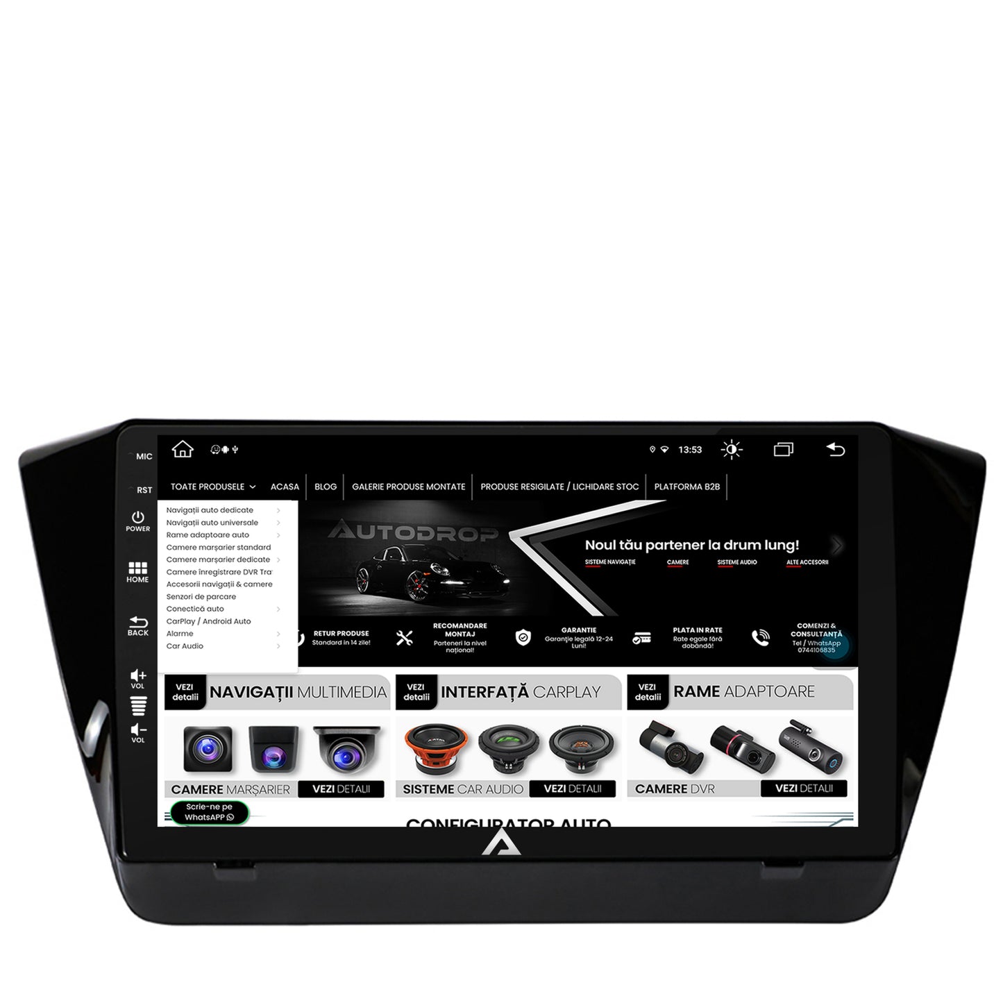 Navigatie Skoda Superb 3 (2015+), Android, Z-Octacore / 8GB RAM + 256GB ROM, 10.1 Inch - AD-BGZ10008+AD-BGRKIT034