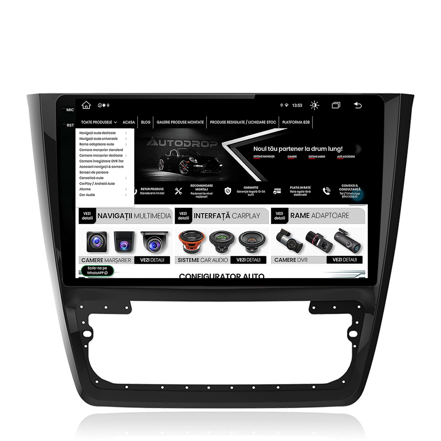 Navigatie Skoda Yeti, Android, V-Octacore / 4GB RAM + 64GB ROM, 10.36 Inch - AD-BGV10004+AD-BGRKIT040