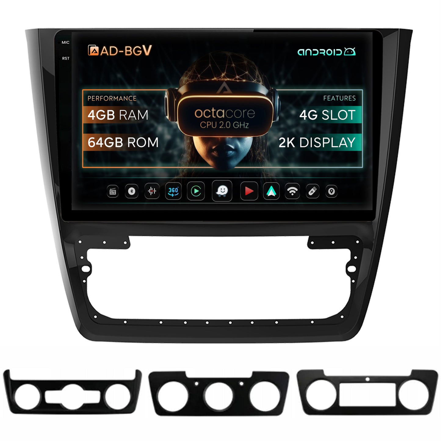 Navigatie Skoda Yeti, Android, V-Octacore / 4GB RAM + 64GB ROM, 10.36 Inch - AD-BGV10004+AD-BGRKIT040