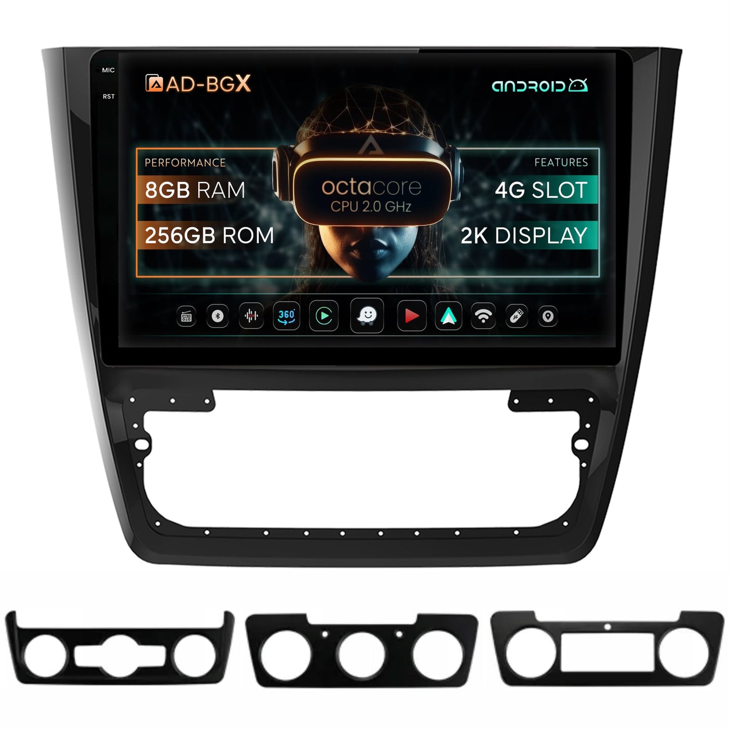 Navigatie Skoda Yeti, Android, X-Octacore / 8GB RAM + 256GB ROM, 10.36 Inch - AD-BGX10008+AD-BGRKIT040