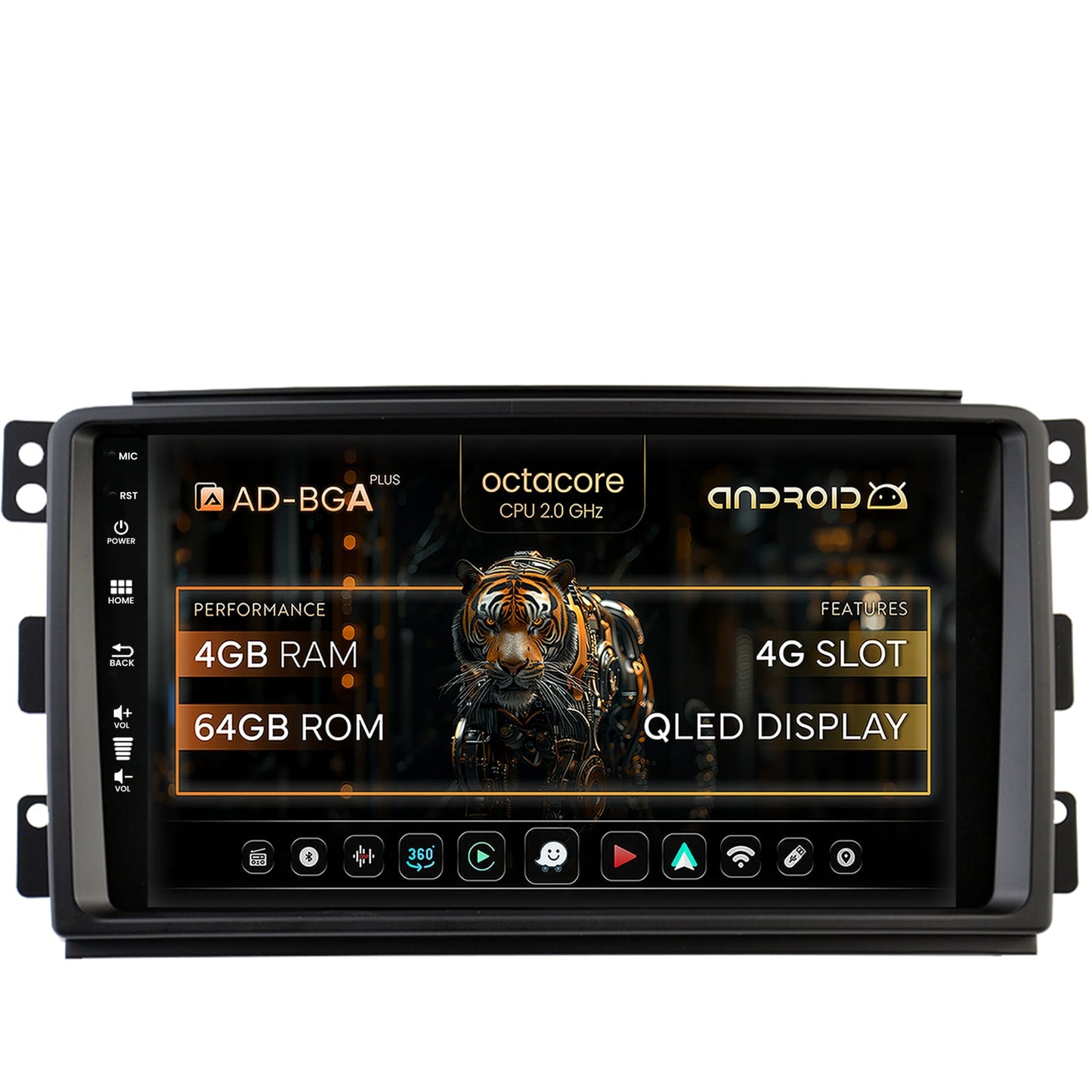 Navigatie Smart For Two (2007-2010), Android, A-Octacore / 4GB RAM + 64GB ROM, 9 Inch - AD-BGA9004+AD-BGRKIT417