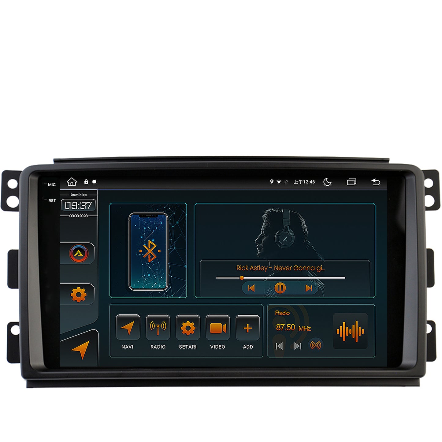 Navigatie Smart For Two (2007-2010), Android, V-Octacore / 4GB RAM + 64GB ROM, 9.5 Inch - AD-BGV9004+AD-BGRKIT417