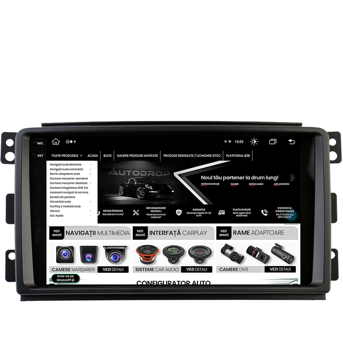 Navigatie Smart For Two (2007-2010), Android, V-Octacore / 4GB RAM + 64GB ROM, 9.5 Inch - AD-BGV9004+AD-BGRKIT417