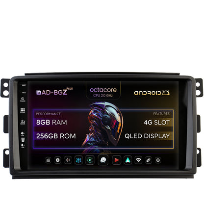 Navigatie Smart For Two (2007-2010), Android, Z-Octacore / 8GB RAM + 256GB ROM, 9 Inch - AD-BGZ9008+AD-BGRKIT417