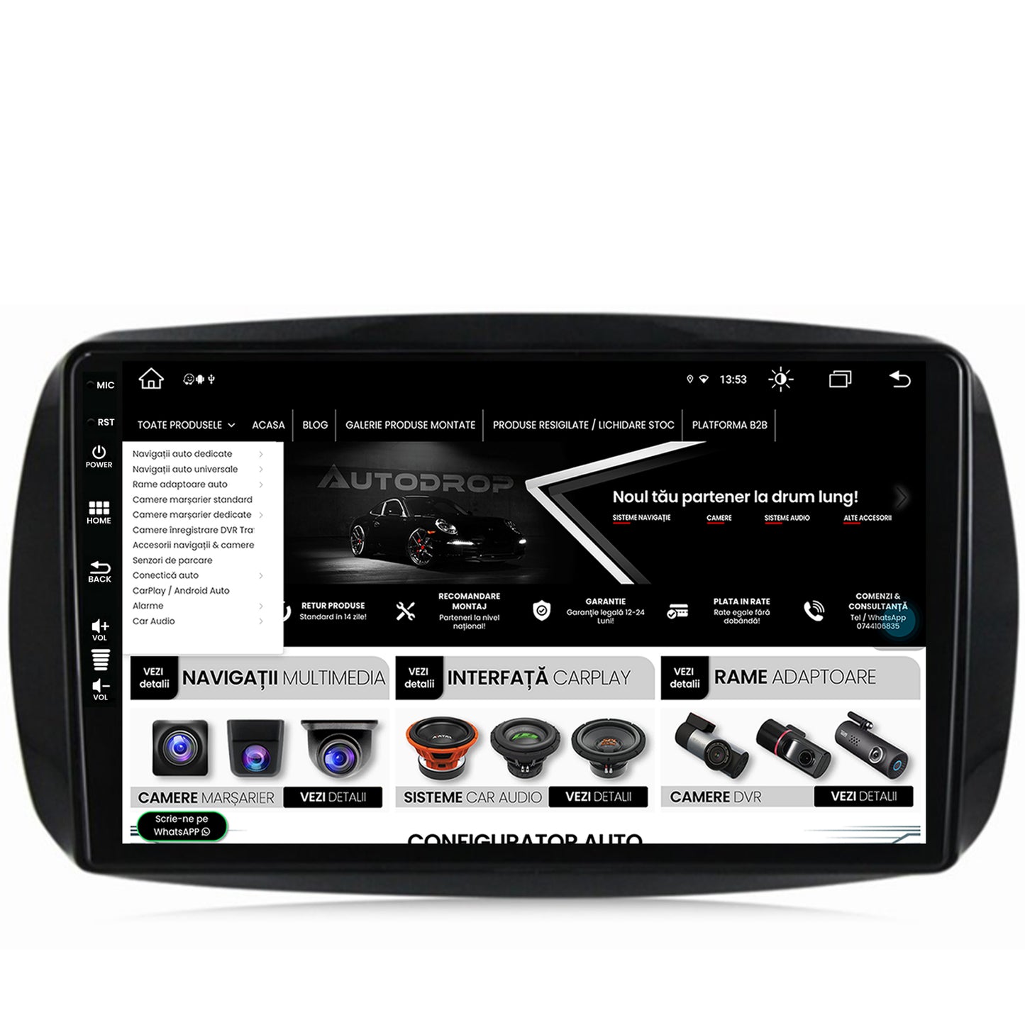 Navigatie Smart For Two (2016-Prezent), Android, Z-Octacore / 8GB RAM + 256GB ROM, 9 Inch - AD-BGZ9008+AD-BGRKIT412