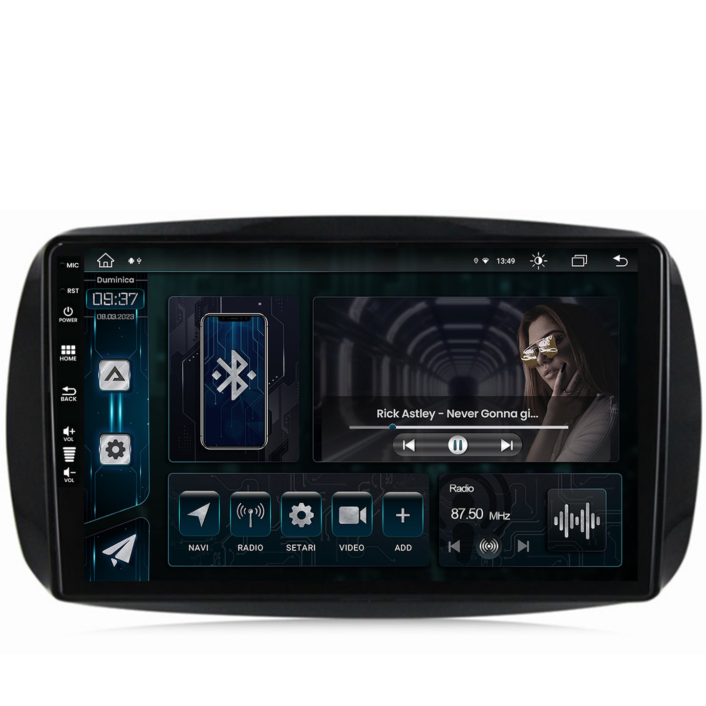 Navigatie Smart For Two (2016-Prezent), Android, Z-Octacore / 8GB RAM + 256GB ROM, 9 Inch - AD-BGZ9008+AD-BGRKIT412