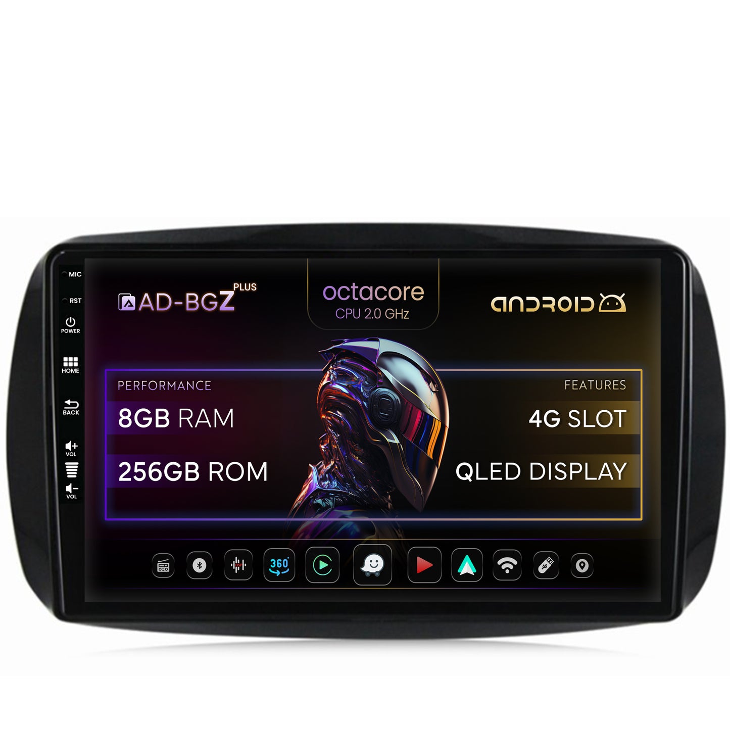 Navigatie Smart For Two (2016-Prezent), Android, Z-Octacore / 8GB RAM + 256GB ROM, 9 Inch - AD-BGZ9008+AD-BGRKIT412
