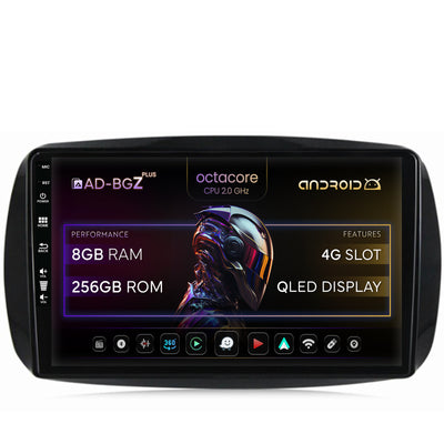 Navigatie Smart For Two (2016-Prezent), Android, Z-Octacore / 8GB RAM + 256GB ROM, 9 Inch - AD-BGZ9008+AD-BGRKIT412