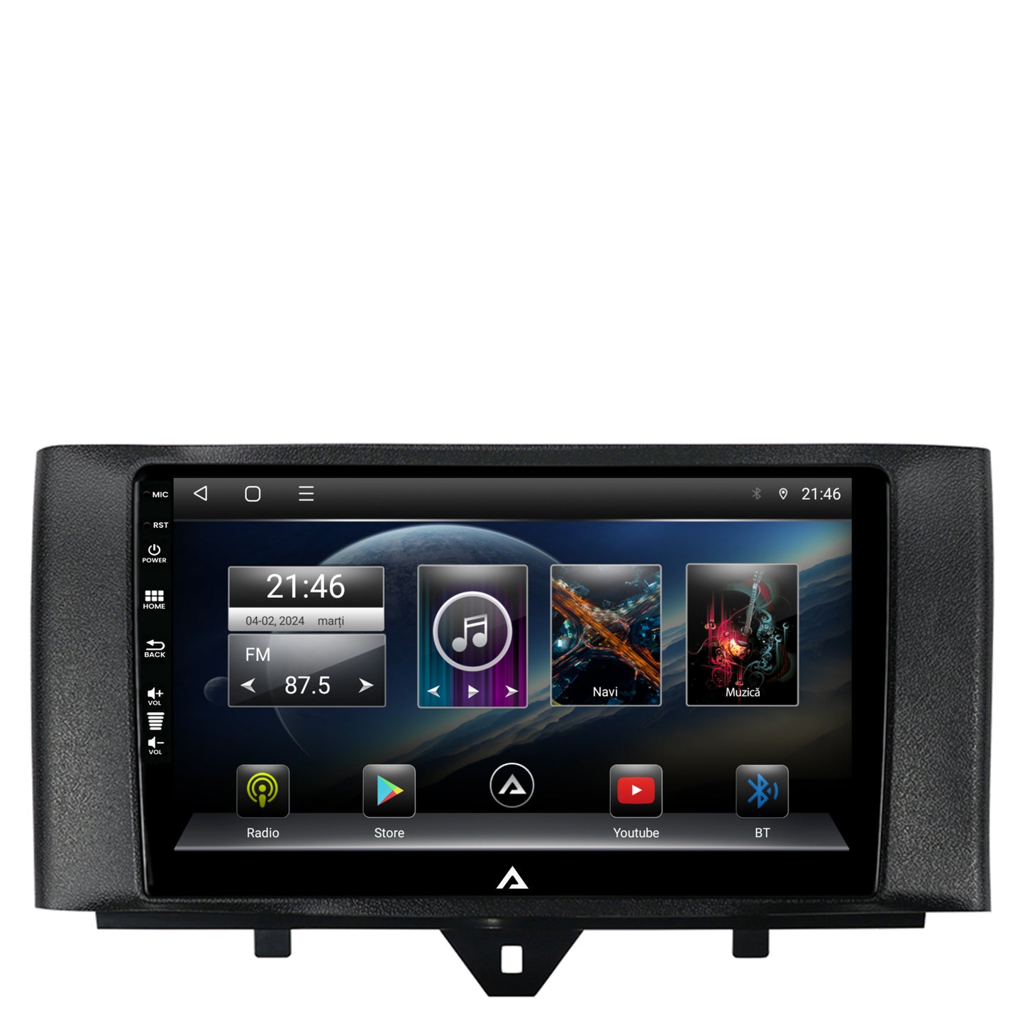 Navigatie Smart Fortwo (2010-2015), Android, E-Octacore / 2GB RAM + 32GB ROM, 9 Inch - AD-BGE9002+AD-BGRKIT409