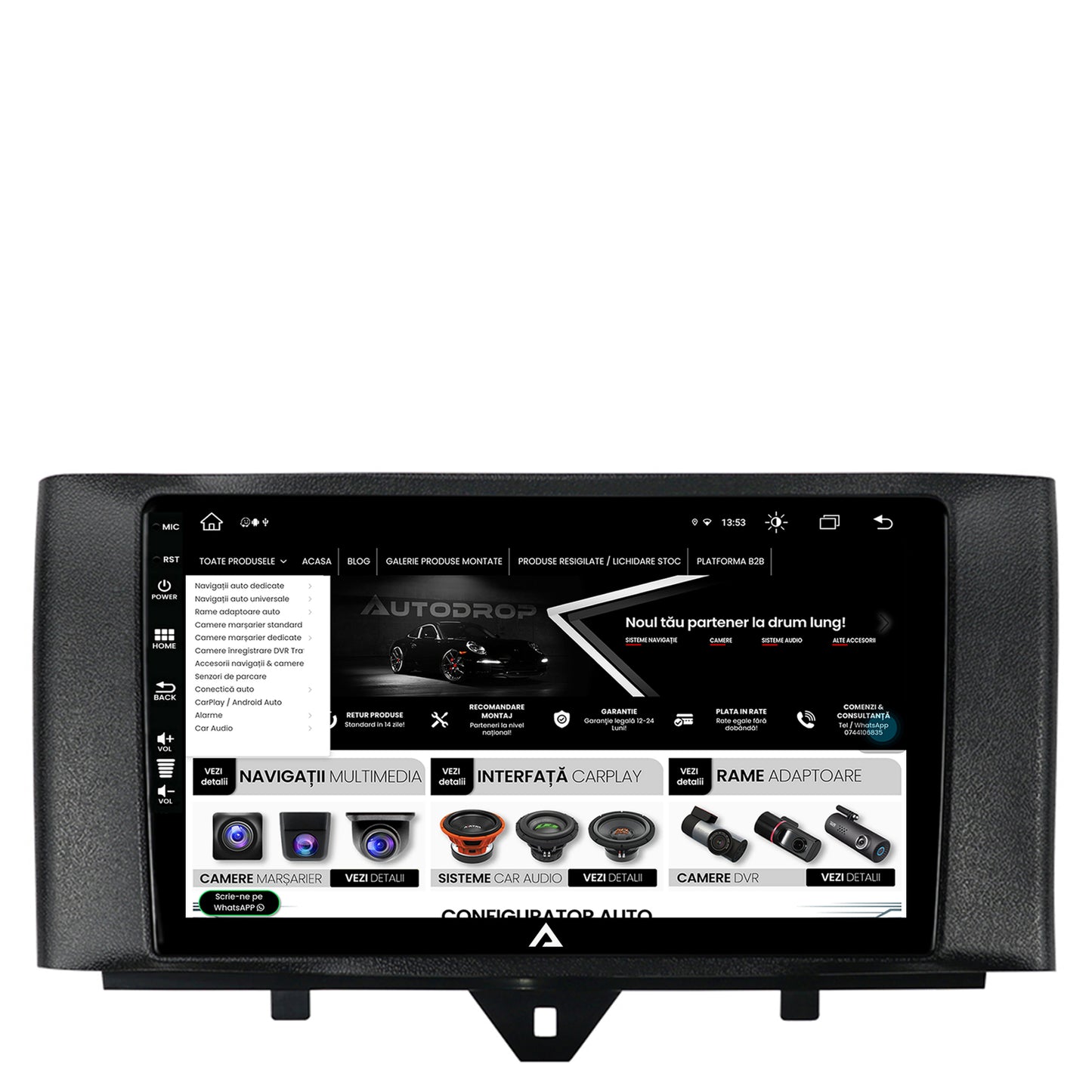 Navigatie Smart Fortwo (2010-2015), Android, Z-Octacore / 8GB RAM + 256GB ROM, 9 Inch - AD-BGZ9008+AD-BGRKIT409