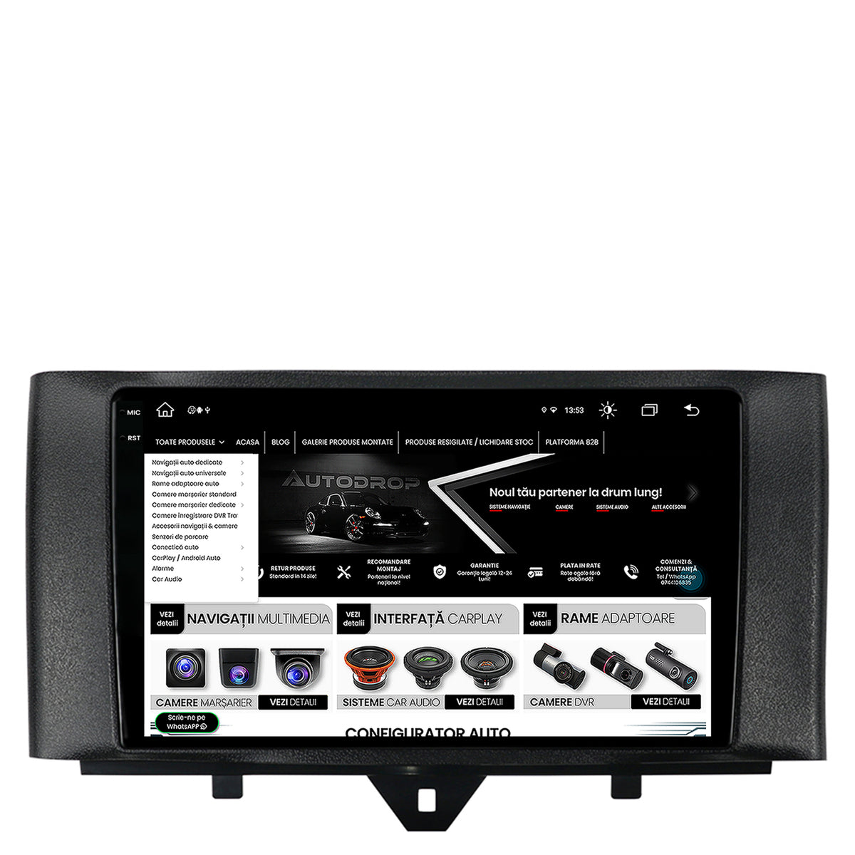 Navigatie Smart Fortwo (2010-2015), Android, V-Octacore / 4GB RAM + 64GB ROM, 9.5 Inch - AD-BGV9004+AD-BGRKIT409